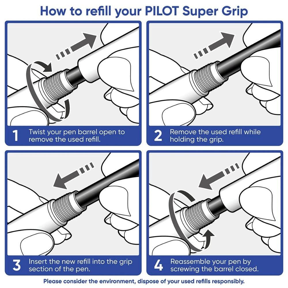 8 PILOT SuperGrip Retractable Ballpoint Fine 0.7mm Black 4 Pack, 8 of 8