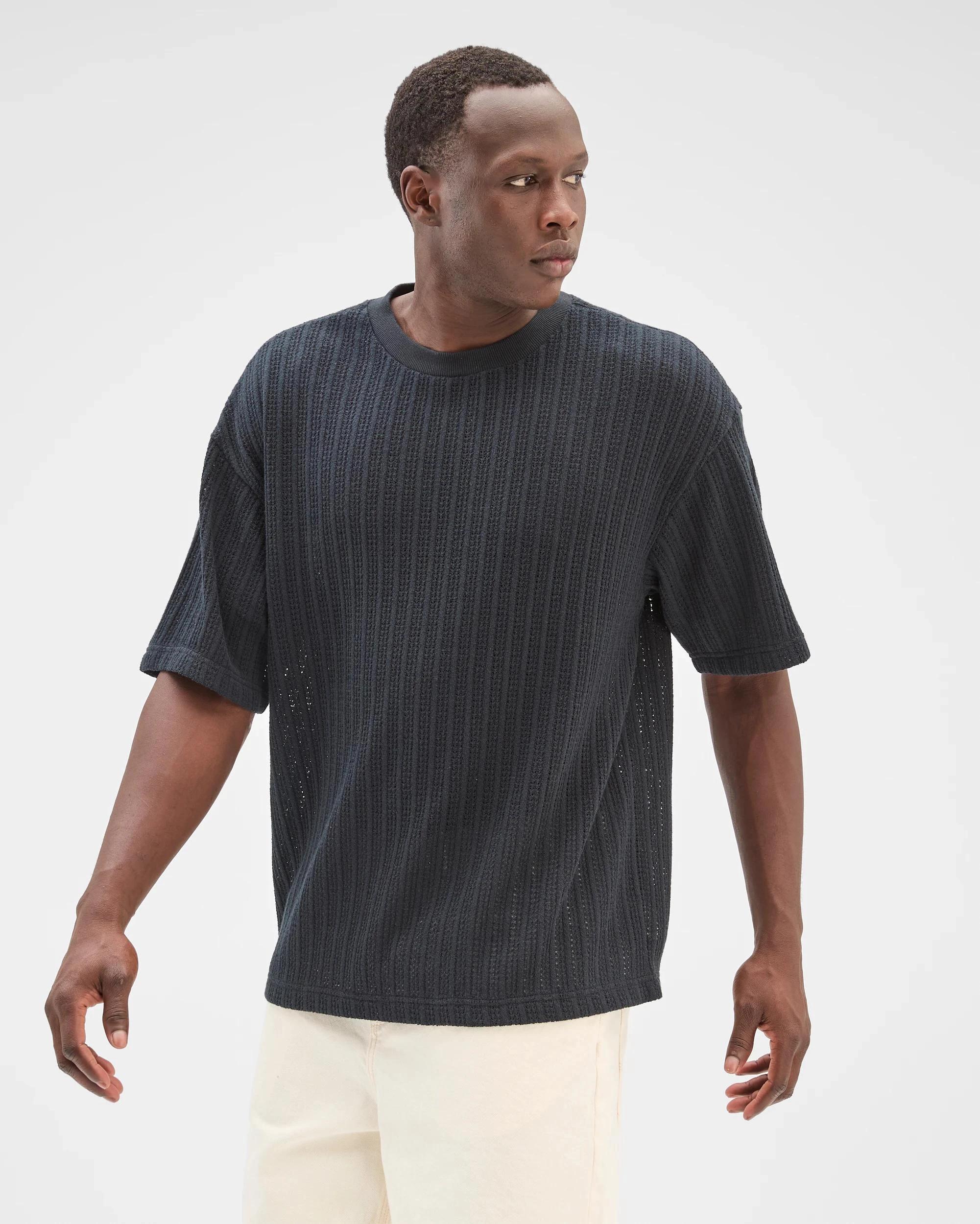 4 Commons Australian Cotton Blend Heavyweight Knit T-Shirt BLACK, 4 of 6