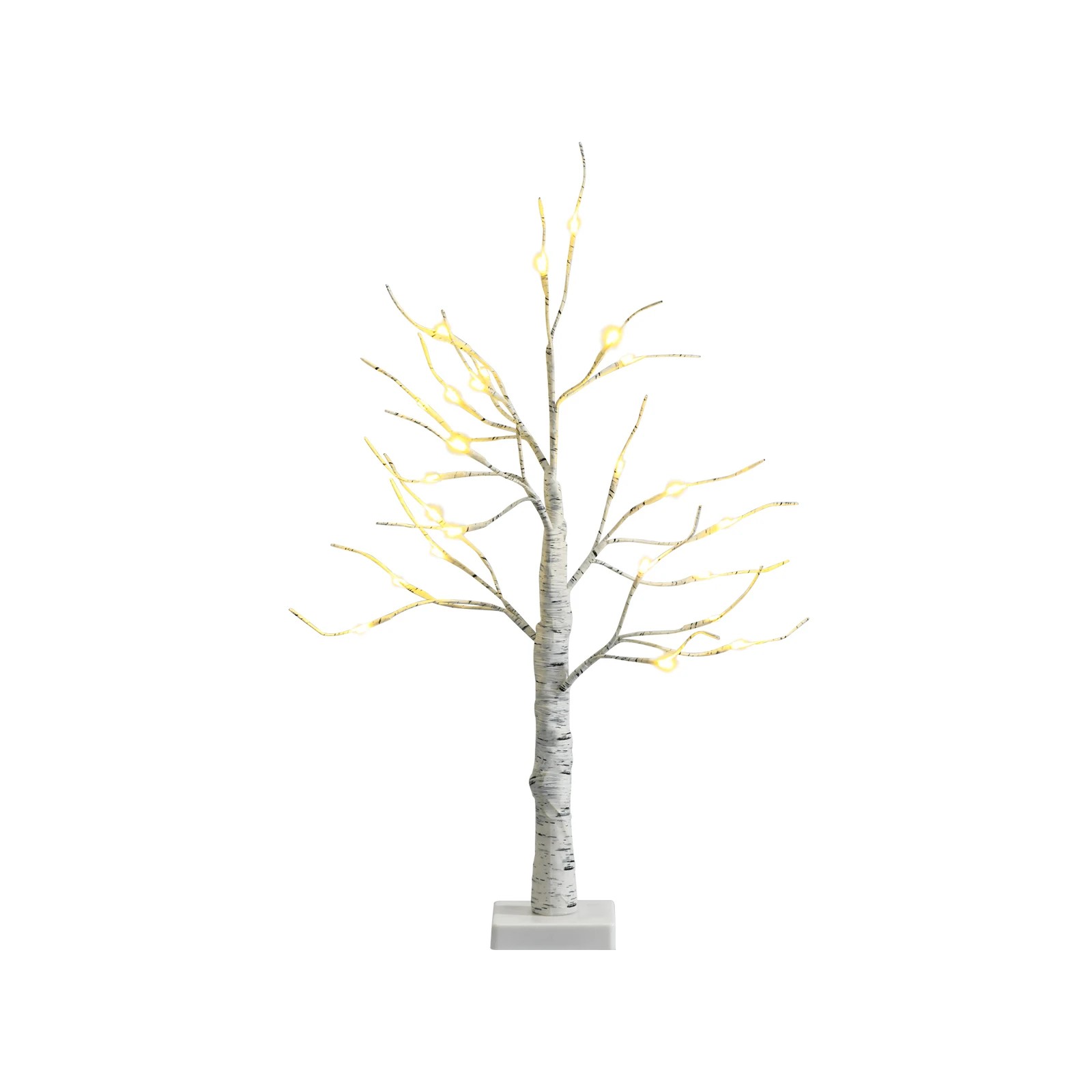 3 Costway 60cm Artificial Twig Birch Tree Tabletop Christmas Decoration w/24 LEDs, 3 of 3