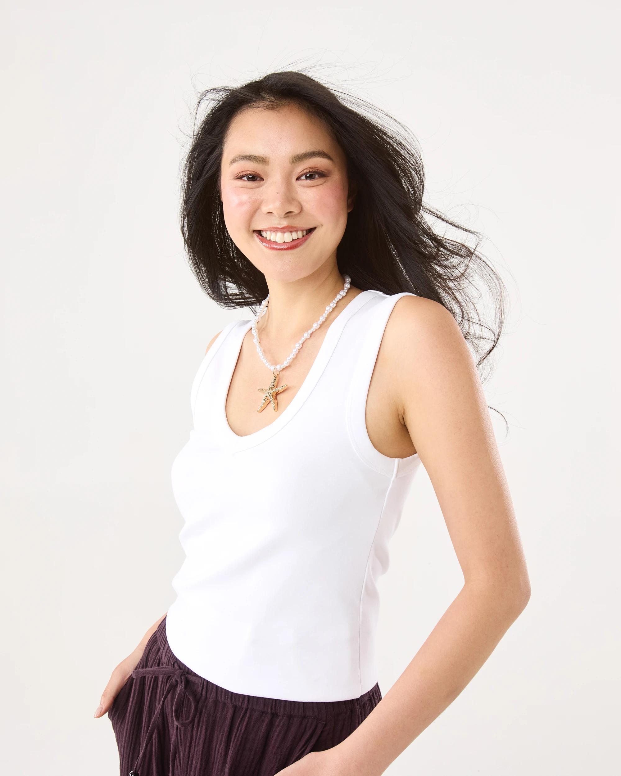 7 Sleeveless Elevated V-Neck Top White, 7 of 7