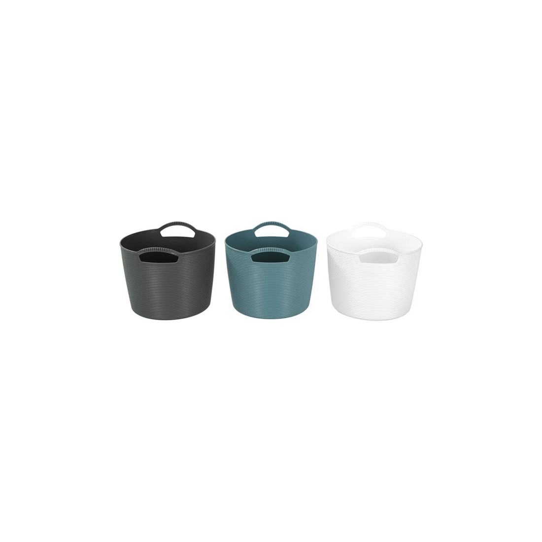 4 Boxsweden 5l Flexible Round Tub Storage Basket Home Organiser Integrated Handles
 - White, 4 of 9