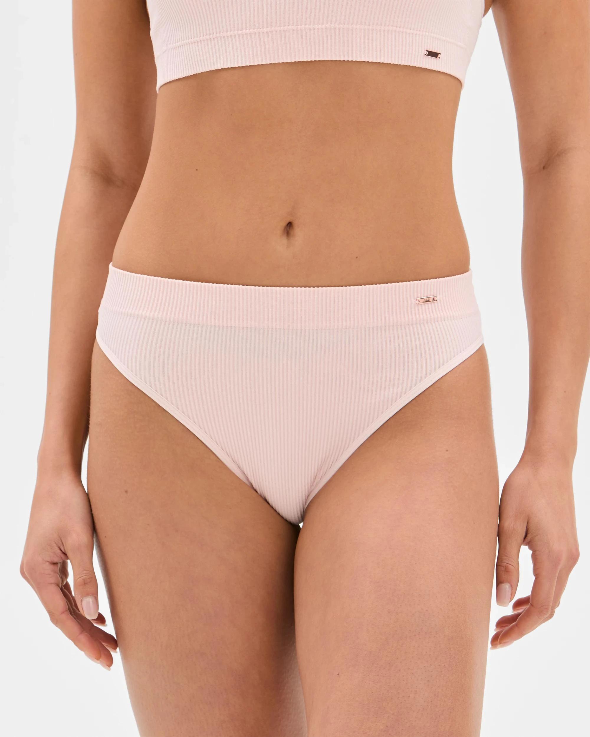1 Lily Loves Ribbed Seamfree High Waisted G-String Briefs CHALK PINK, 1 of 3
