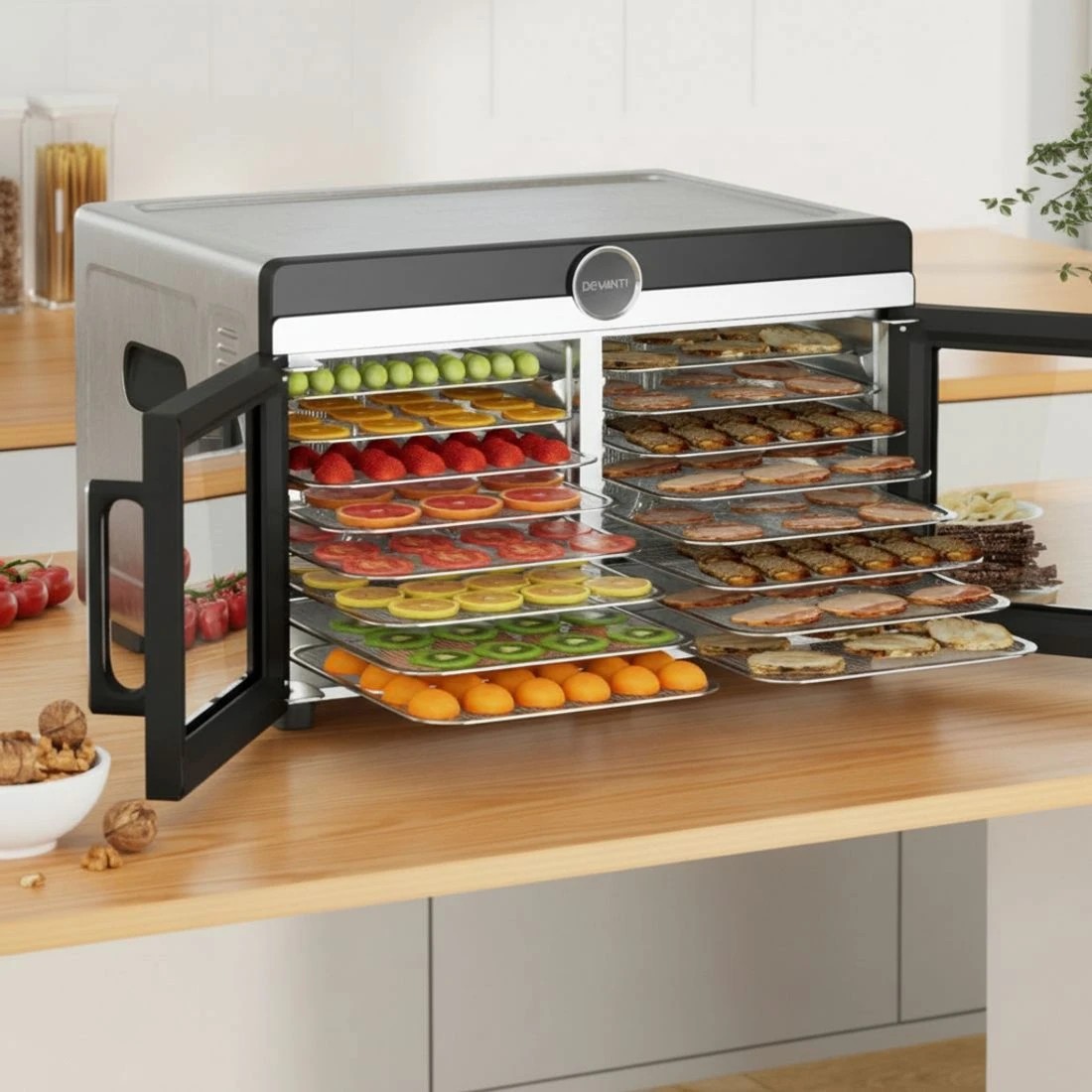 4 Devanti 16 Trays Food Dehydrator Dual-Zone Stainless Steel - Silver, 4 of 4