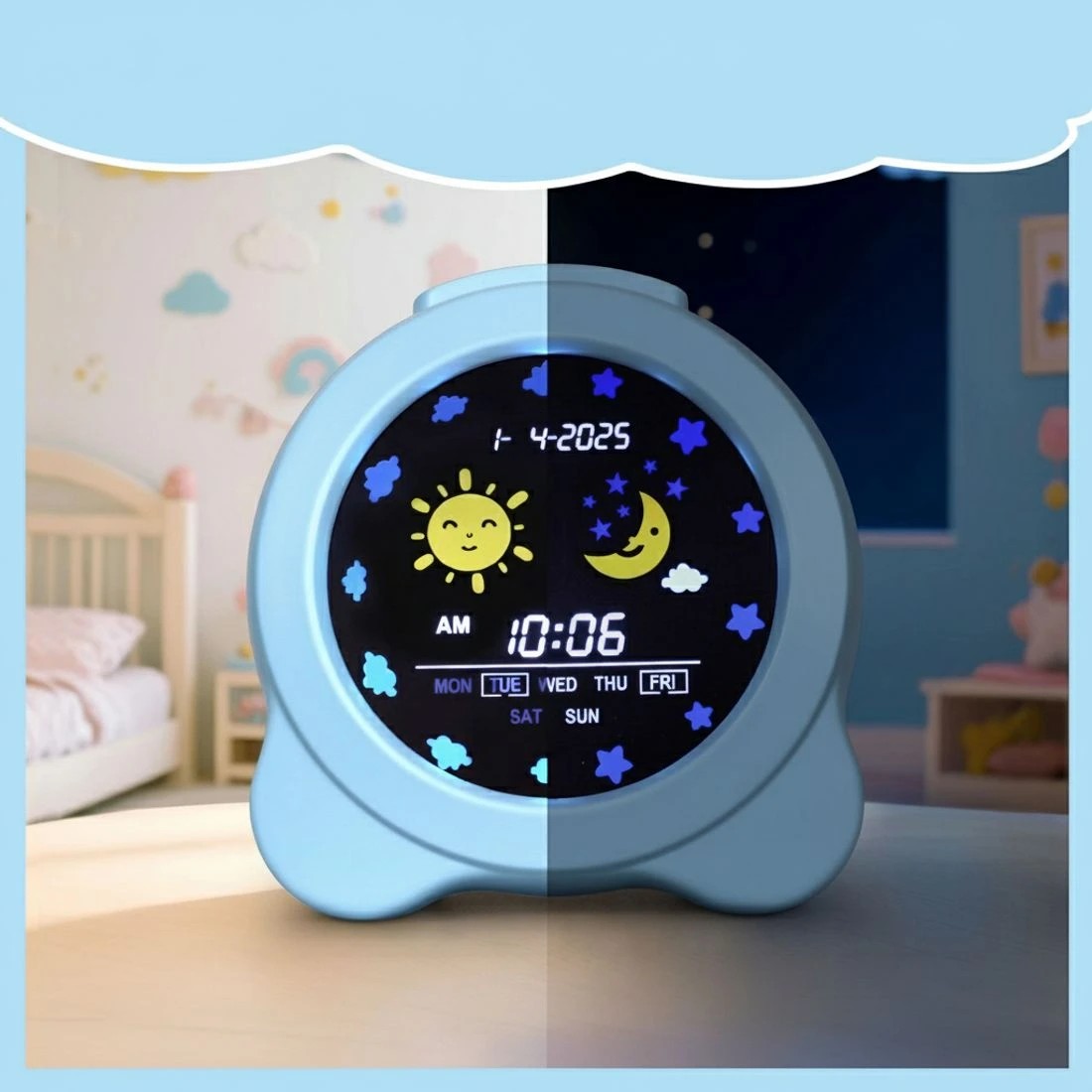 4 Artiss 3.8" Digital Day Clock Calendar Alarm LCD Display - Blue, 4 of 8