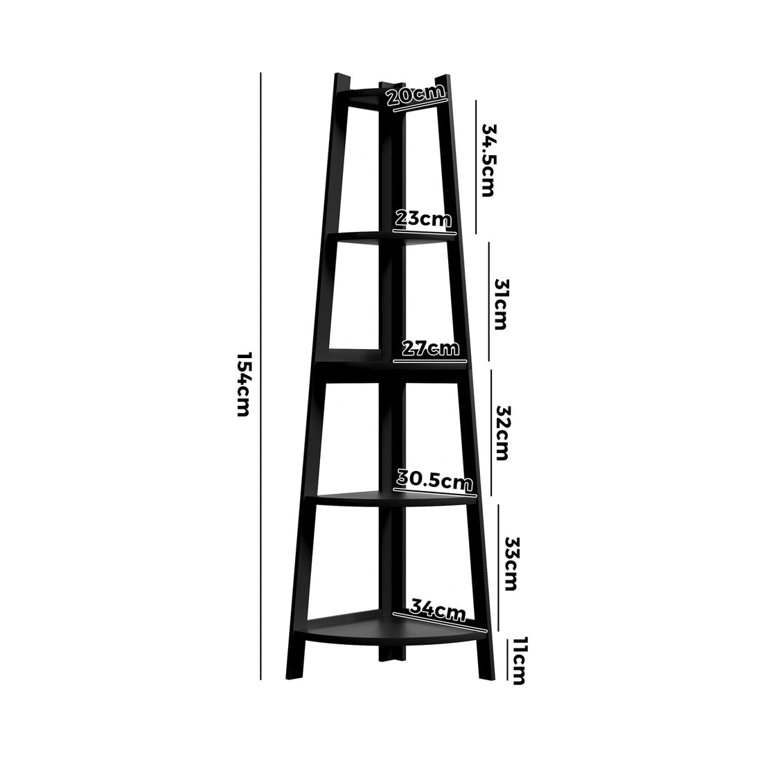 7 Oikiture Corner Ladder Shelf 5 Tier Home Storage Display Stand Bookshelf
 - Black, 7 of 9