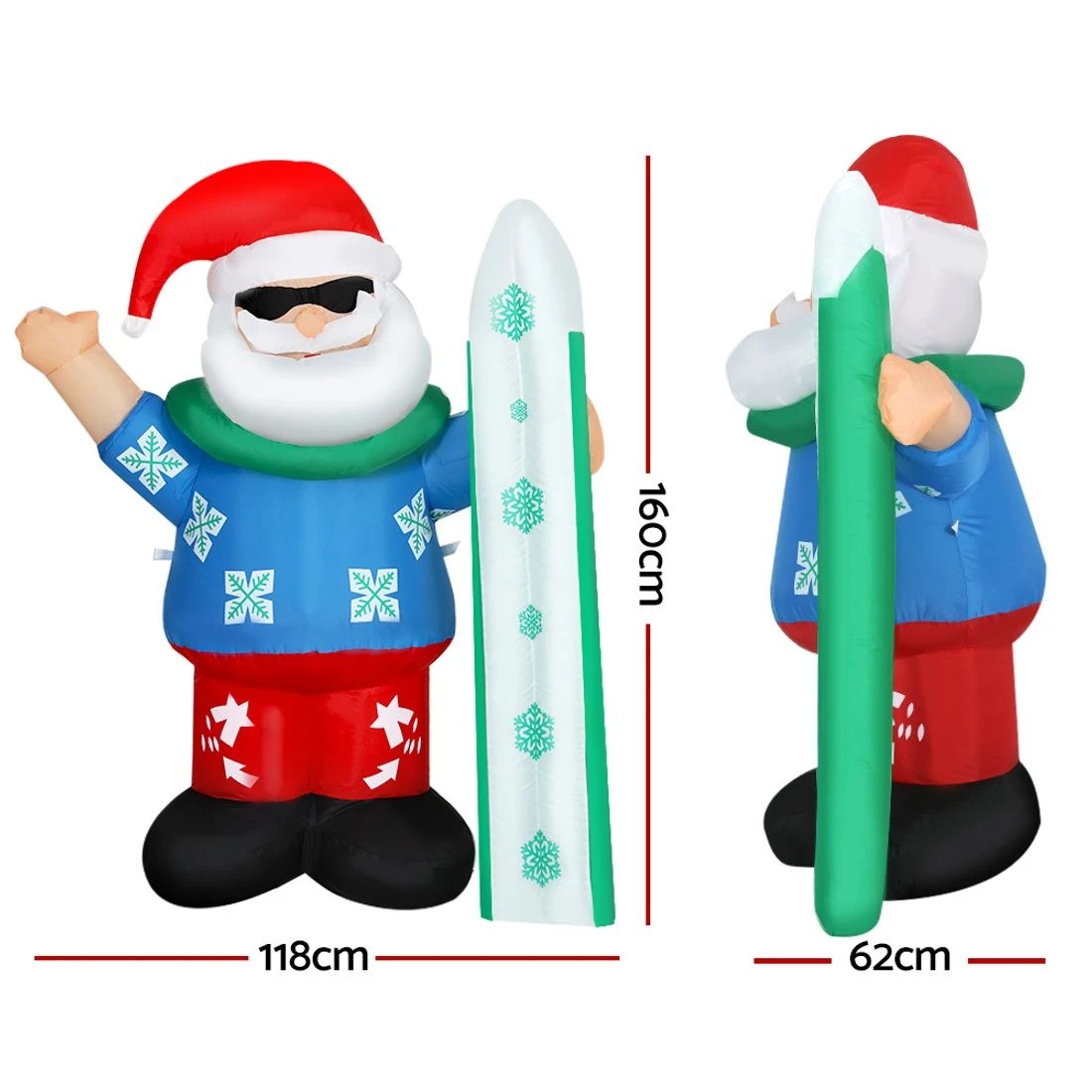 2 Jingle Jollys Christmas Inflatable Santa 1.6M Illuminated Decorations - Multi, 2 of 4