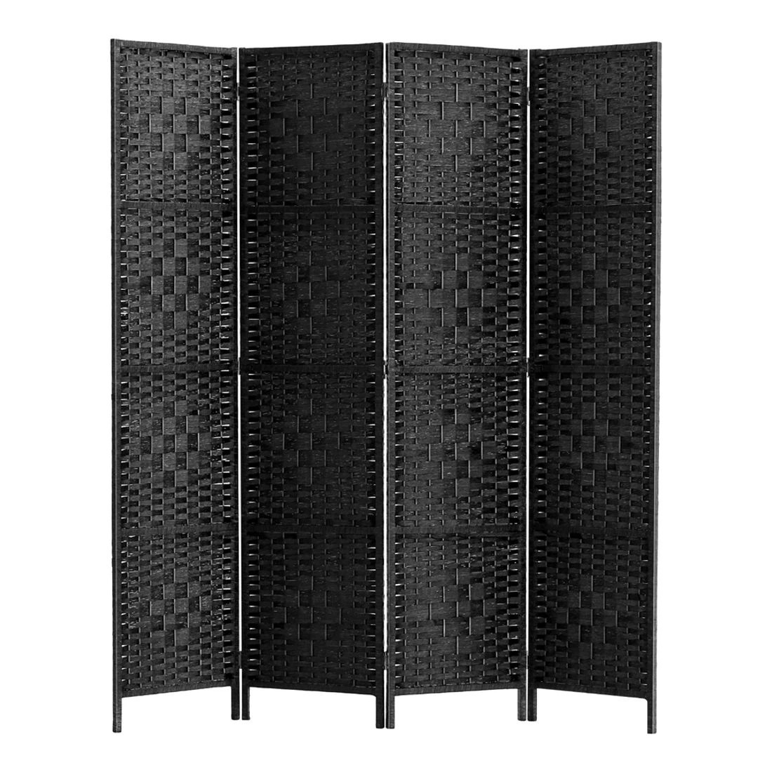 2 Artiss 4 Panel Room Divider Screen 163x170cm Woven - Black, 2 of 8