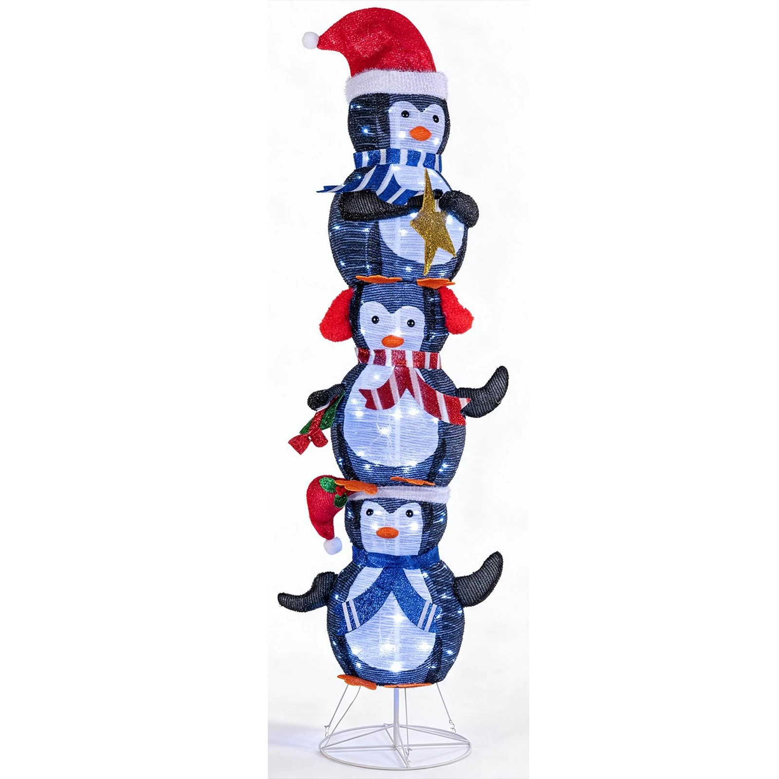 Costway 178cm Lighted Christmas Stacked Penguin Pop-Up 3D Xmas Decor w ...