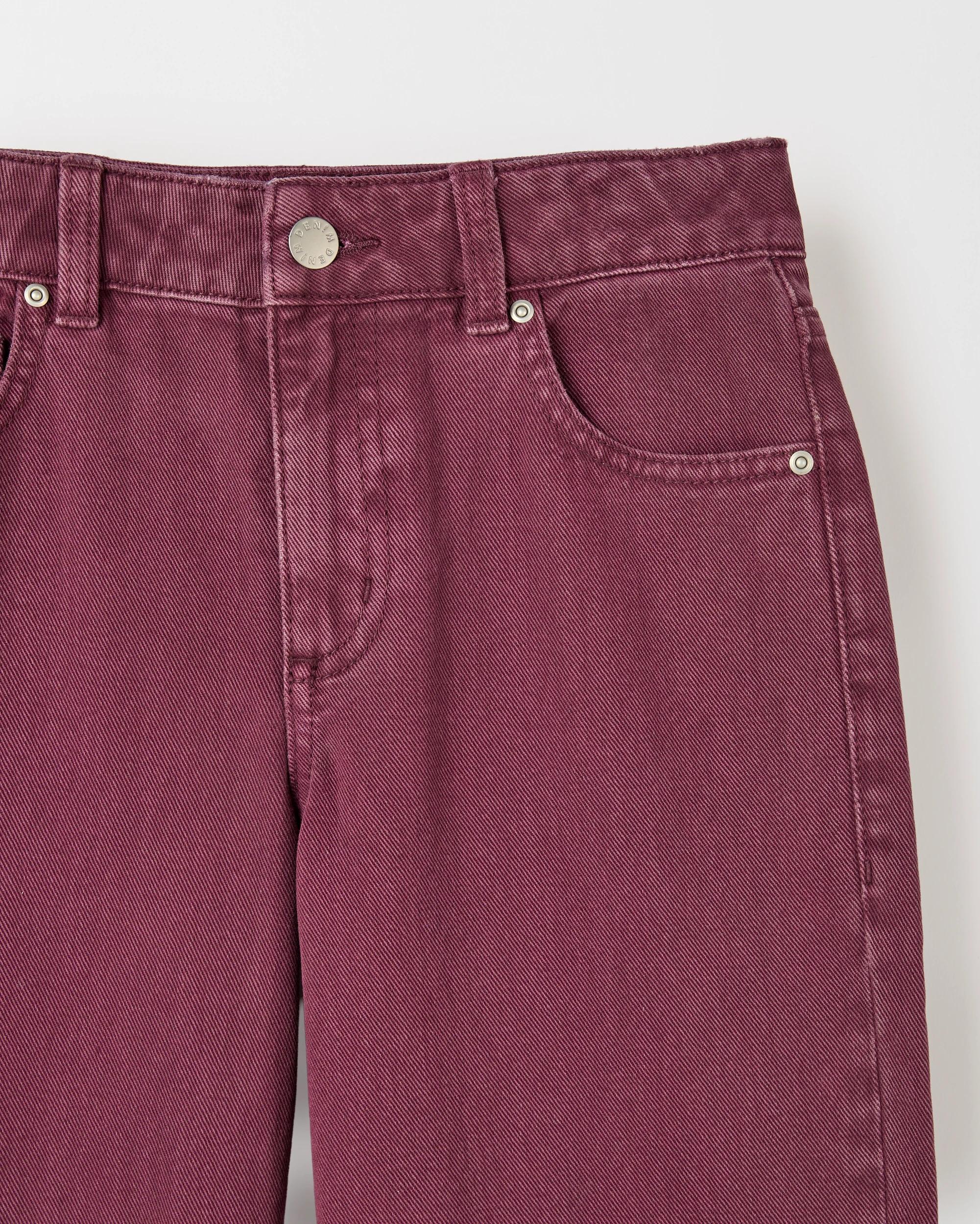 6 Target Kids Denim Wide Leg Cuffed Jeans BURGUNDY, 6 of 7