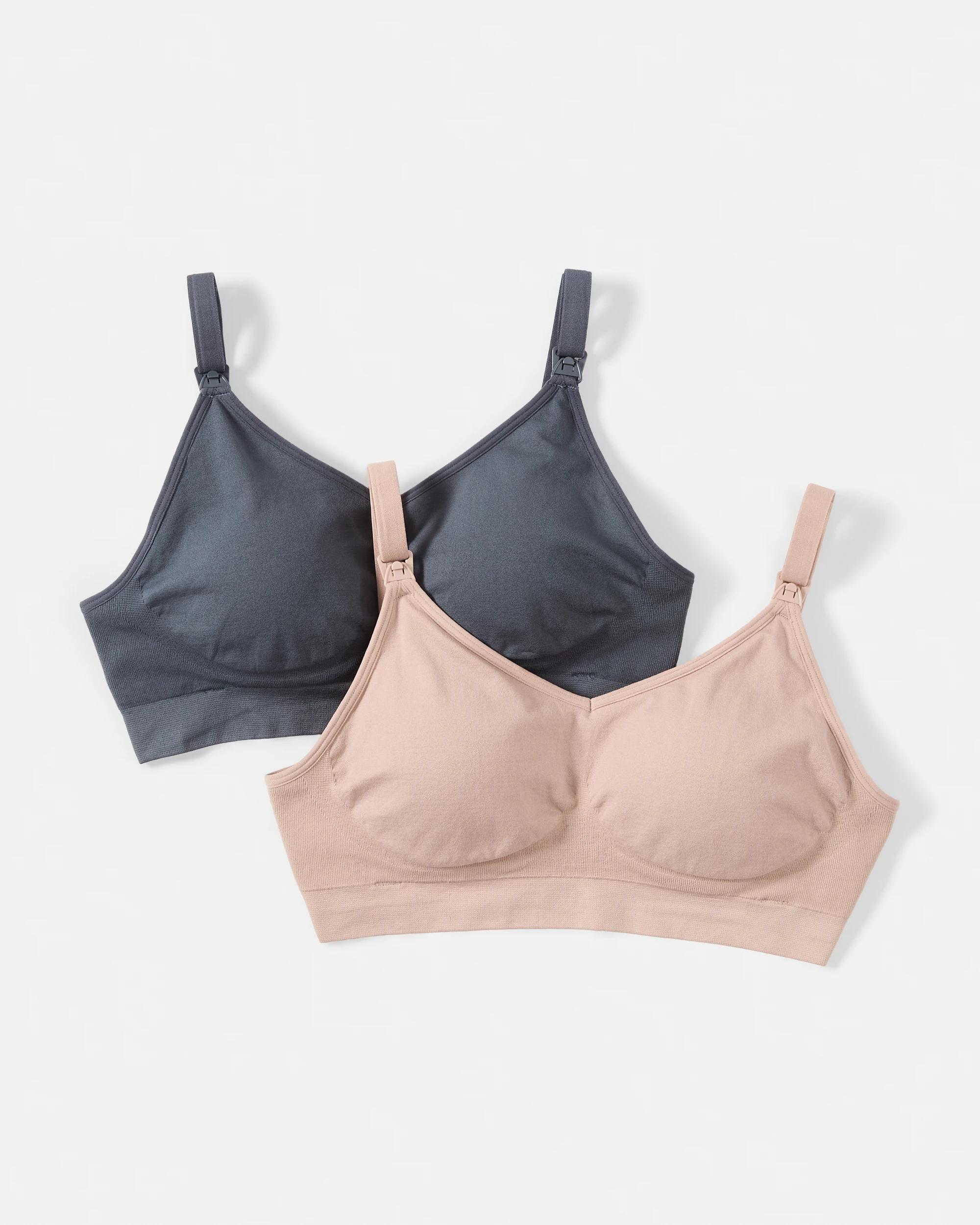1 2 Pack Maternity Wirefree Seamfree Crop Oyster Pink, Ombre Blue, 1 of 10