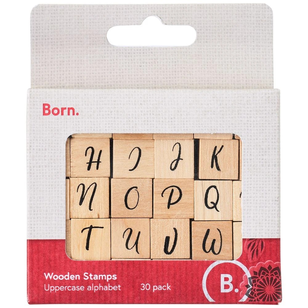 1 Born Wooden Stamp Alphabet Upper Script 30 Pack., 1 of 4