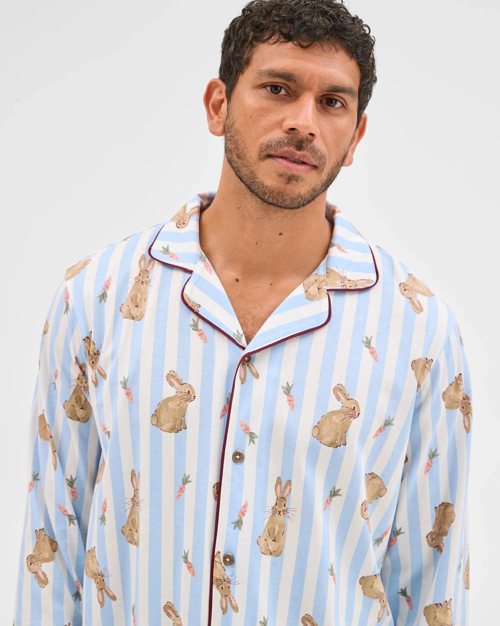 3 Target Man Family Matching Australian Cotton Easter Mens Pyjama Set - Bunny Stripe BUNNY STRIPE, 3 of 8