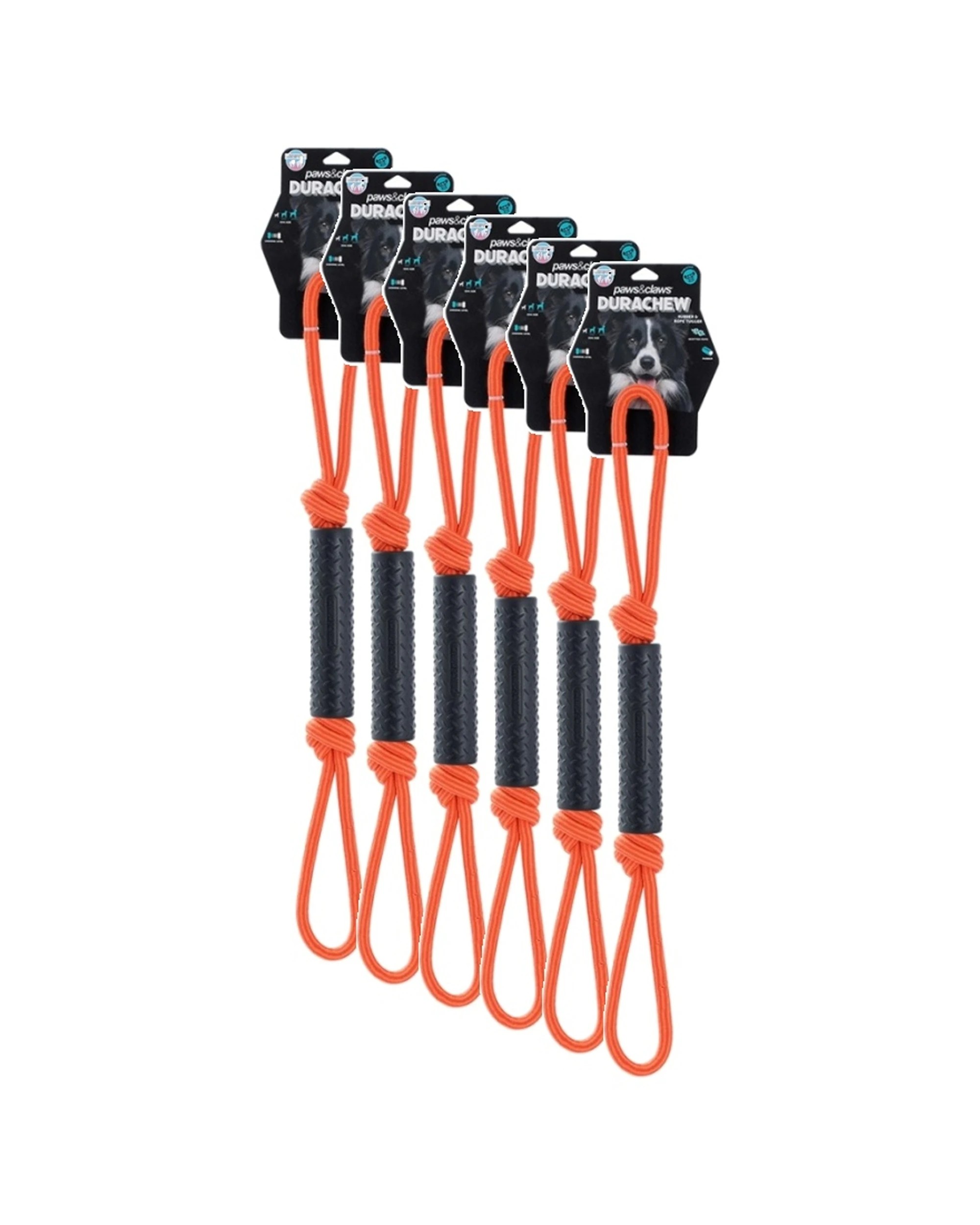 1 Paws & Claws 6PK Pet Dog Toy Dura Chew Rope Tugger 65x5cm - Assorted