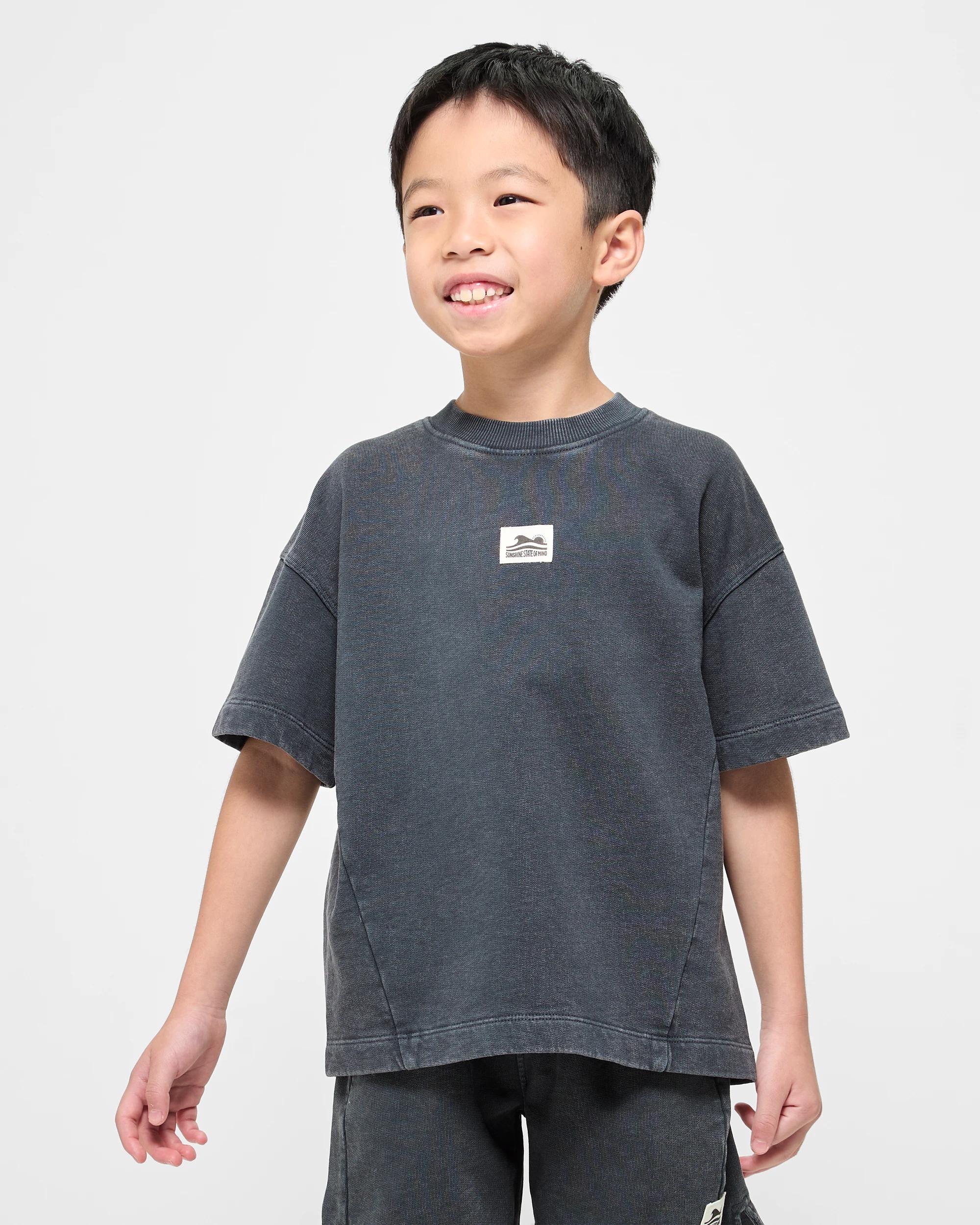 1 Target Australian Cotton Oversize Panelled T-shirt CHARCOAL, 1 of 5