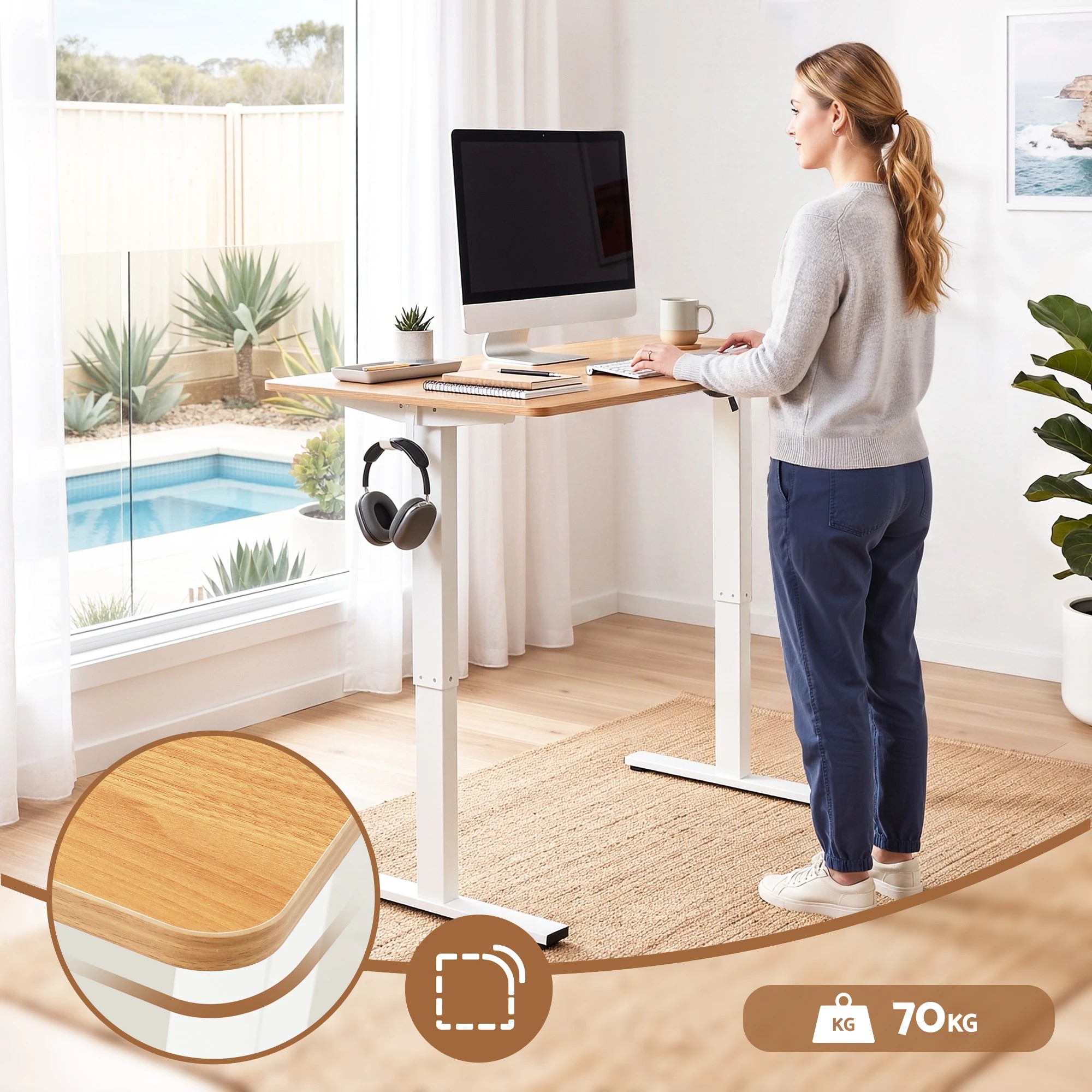 6 Artiss Standing Desk Electric Adjustable Ergonomic Office Table 100cm - Multi, 6 of 9