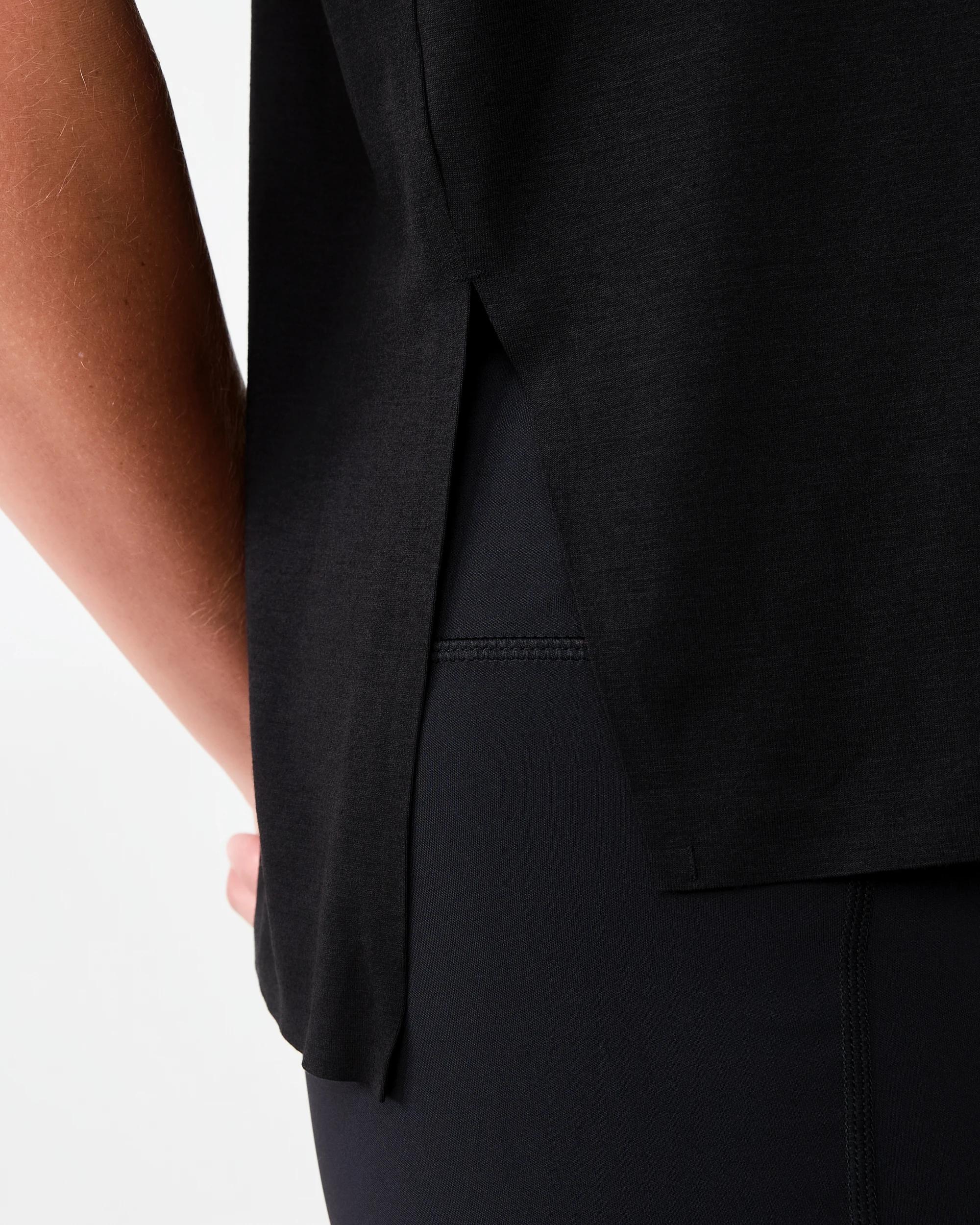 6 Active Womens Split Hem Yoga T-shirt Black, 6 of 6