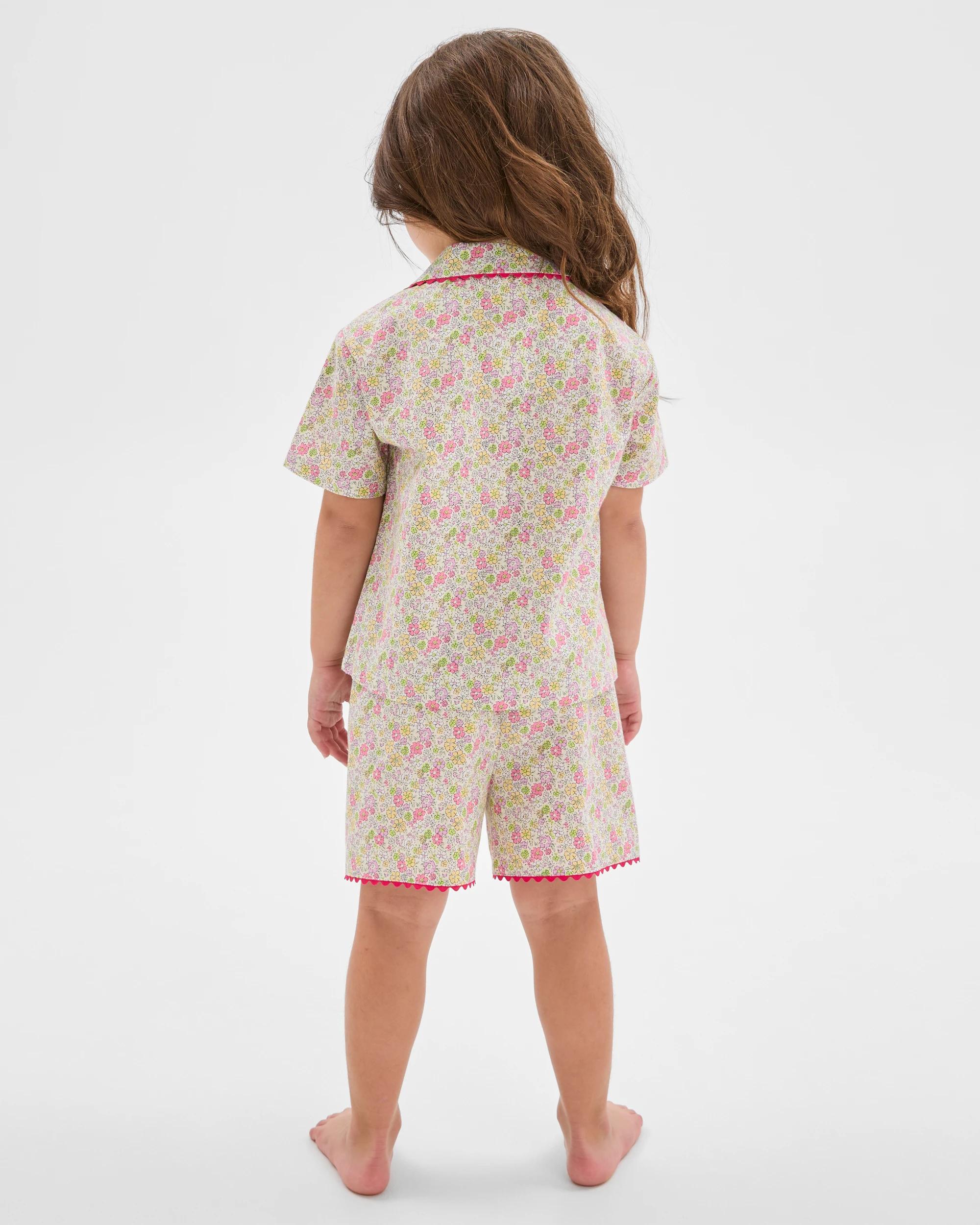 4 Target Kids Australian Cotton Younger Girls Ric Rac Shorts Pyjama Set FLORAL, 4 of 7