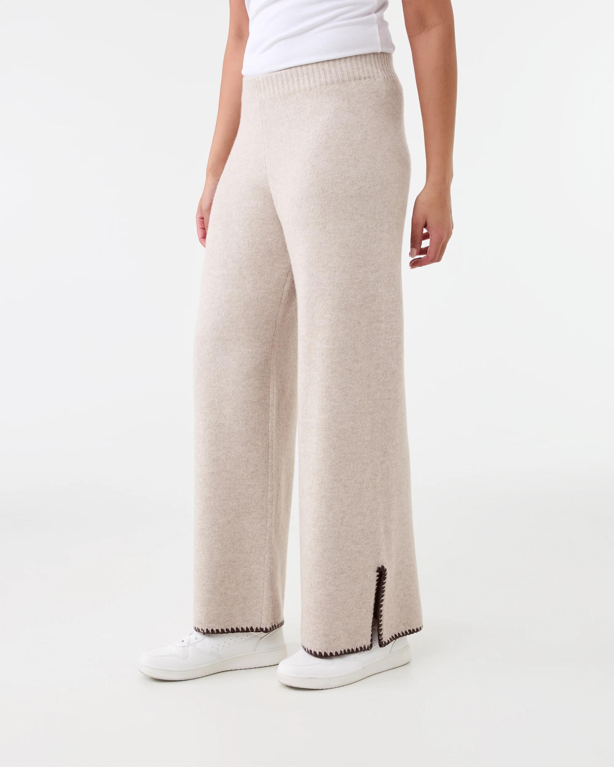 2 Blanket Stitch Hem True Knit Pants Bge Otml, 2 of 5