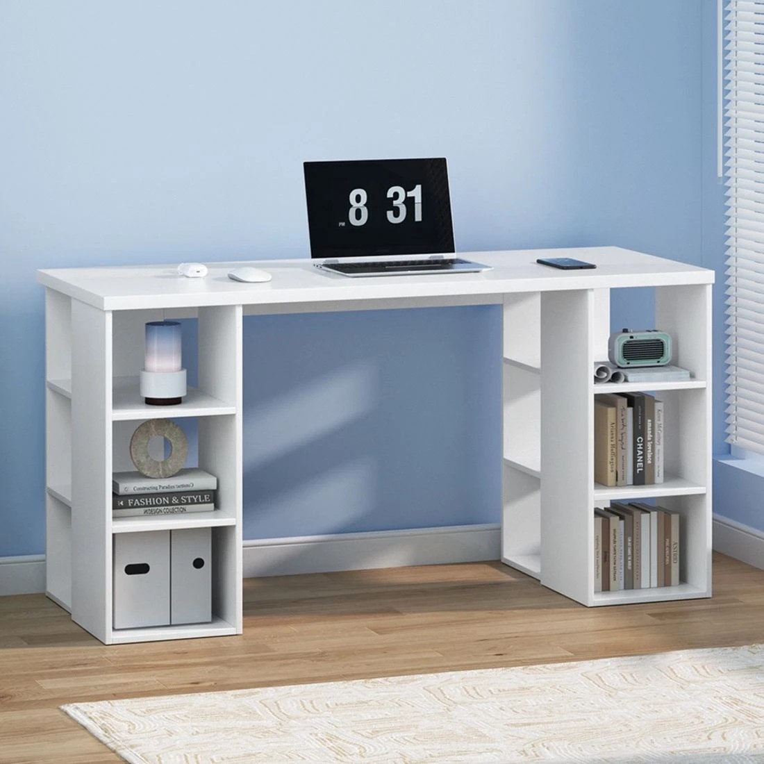 3 Artiss Computer Desk Bookshelf White 150CM - White, 3 of 9