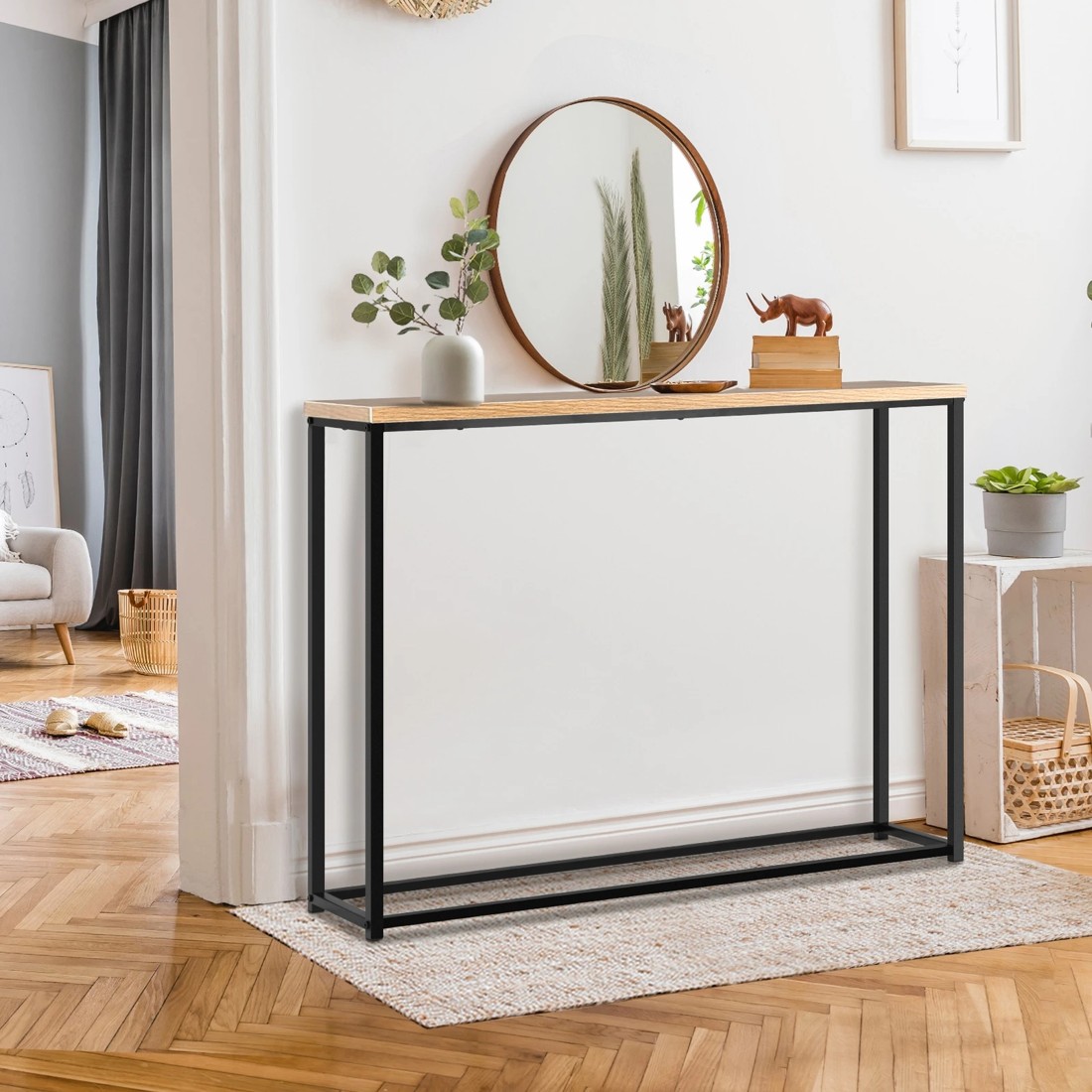 5 Oikiture Console Table Wooden Tabletop Hallway Desk Entry Display
 - Multi, 5 of 8