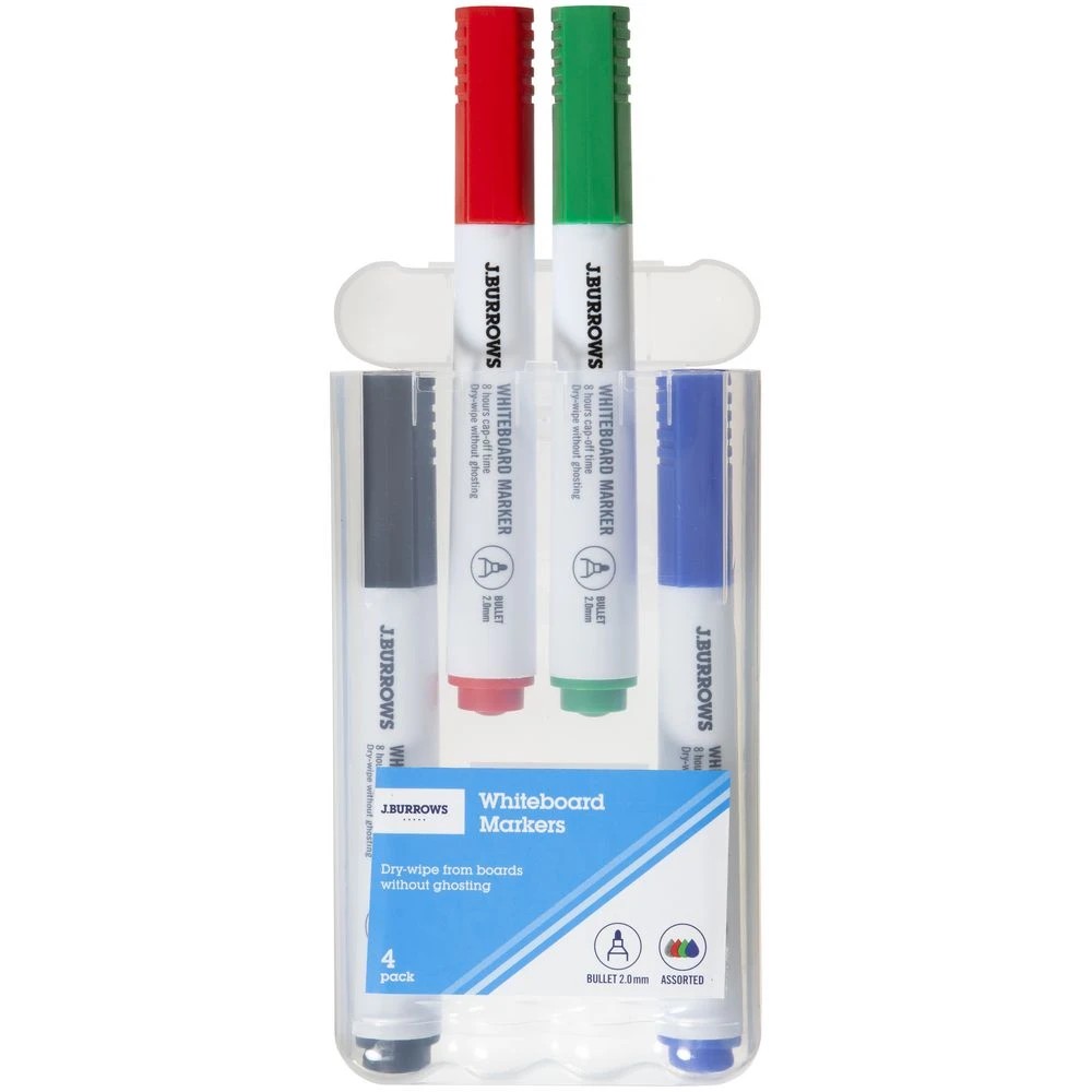 3 J.Burrows Whiteboard Markers Bullet Assorted 4 Pack, 3 of 4