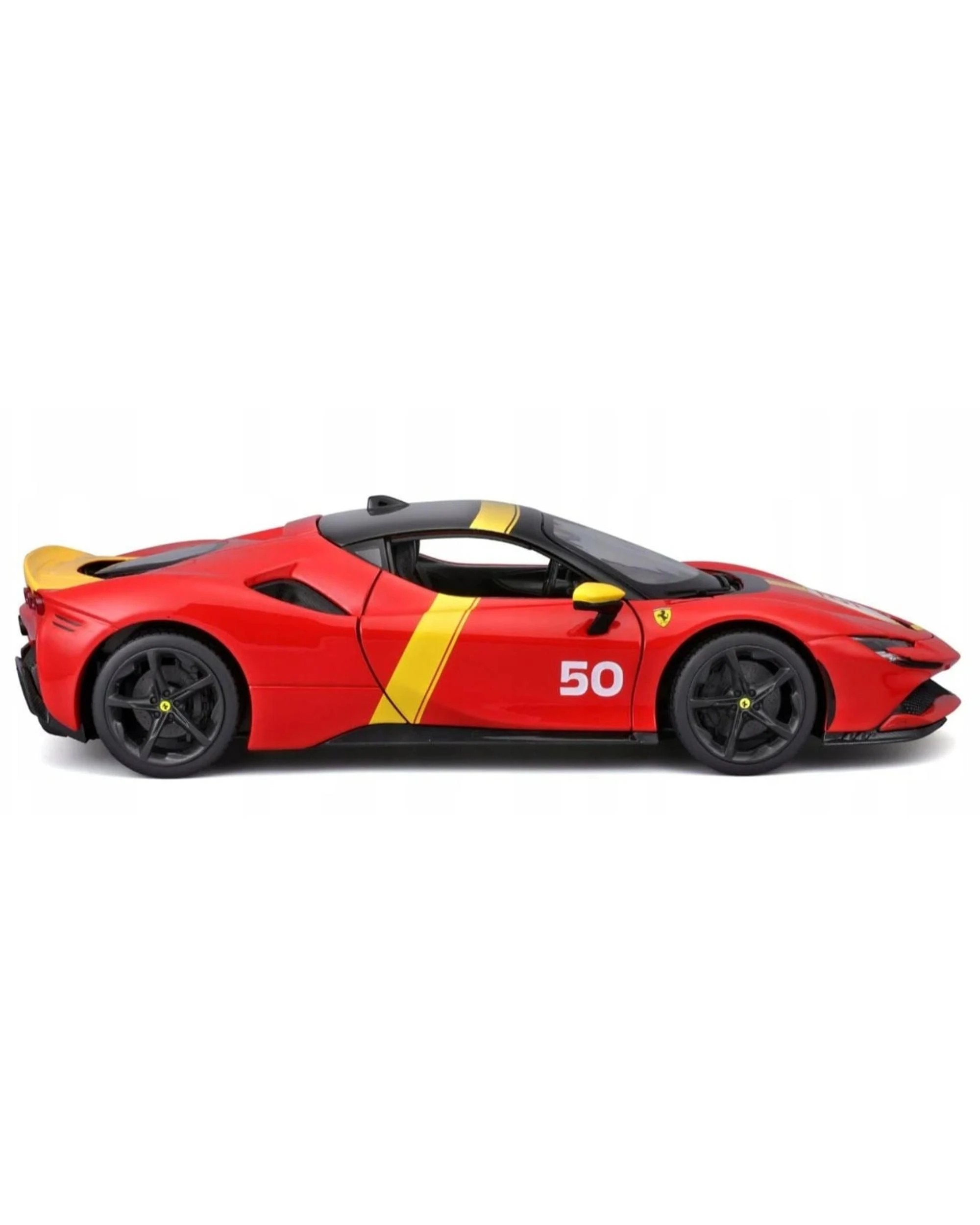 6 Bburago Race and Play 2024 Ferrari SF90 Stradale Assetto Fiorano #50 Red and Yellow 1:18 Scale Diecast Vehicle, 6 of 10
