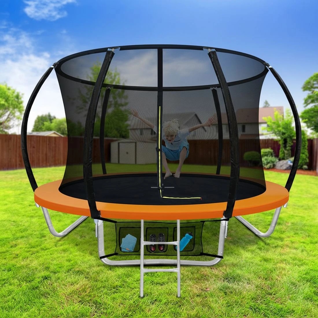 3 Everfit 8FT Trampoline for Kids w/ Ladder Enclosure Safety Net Rebounder - Multi, 3 of 6