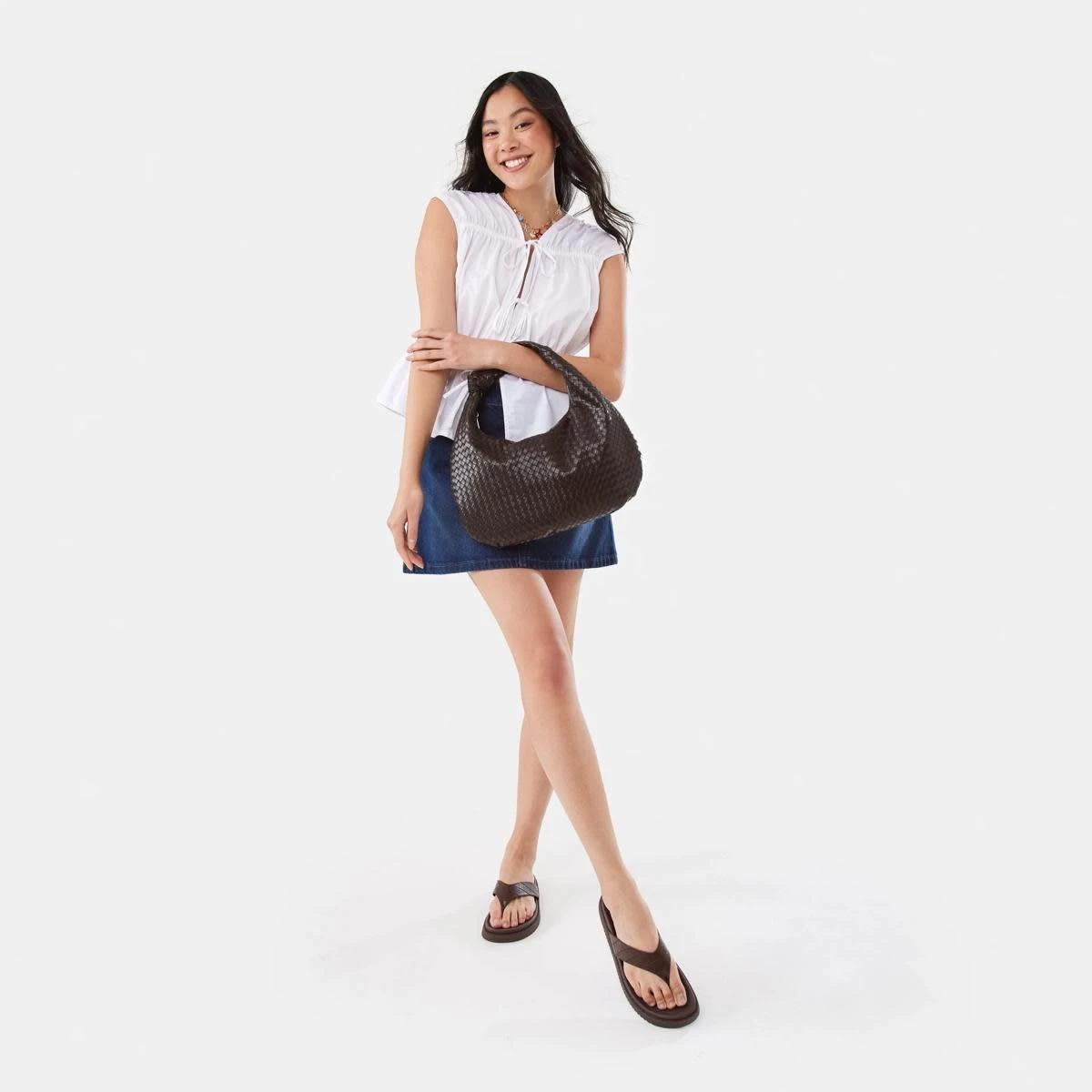 7 Sleeveless Poplin Gathered Tie Top WHITE, 7 of 9