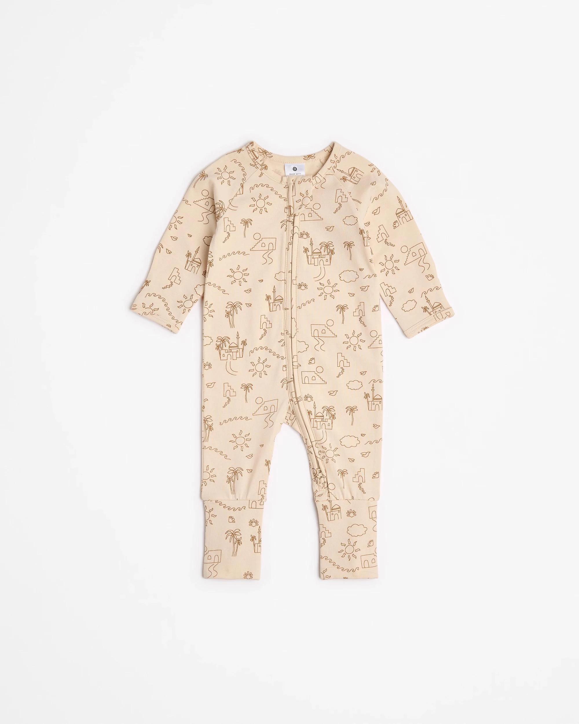 1 Target Baby Baby Organic Cotton Footless Coverall CREAM SUMMER DAYS, 1 of 3