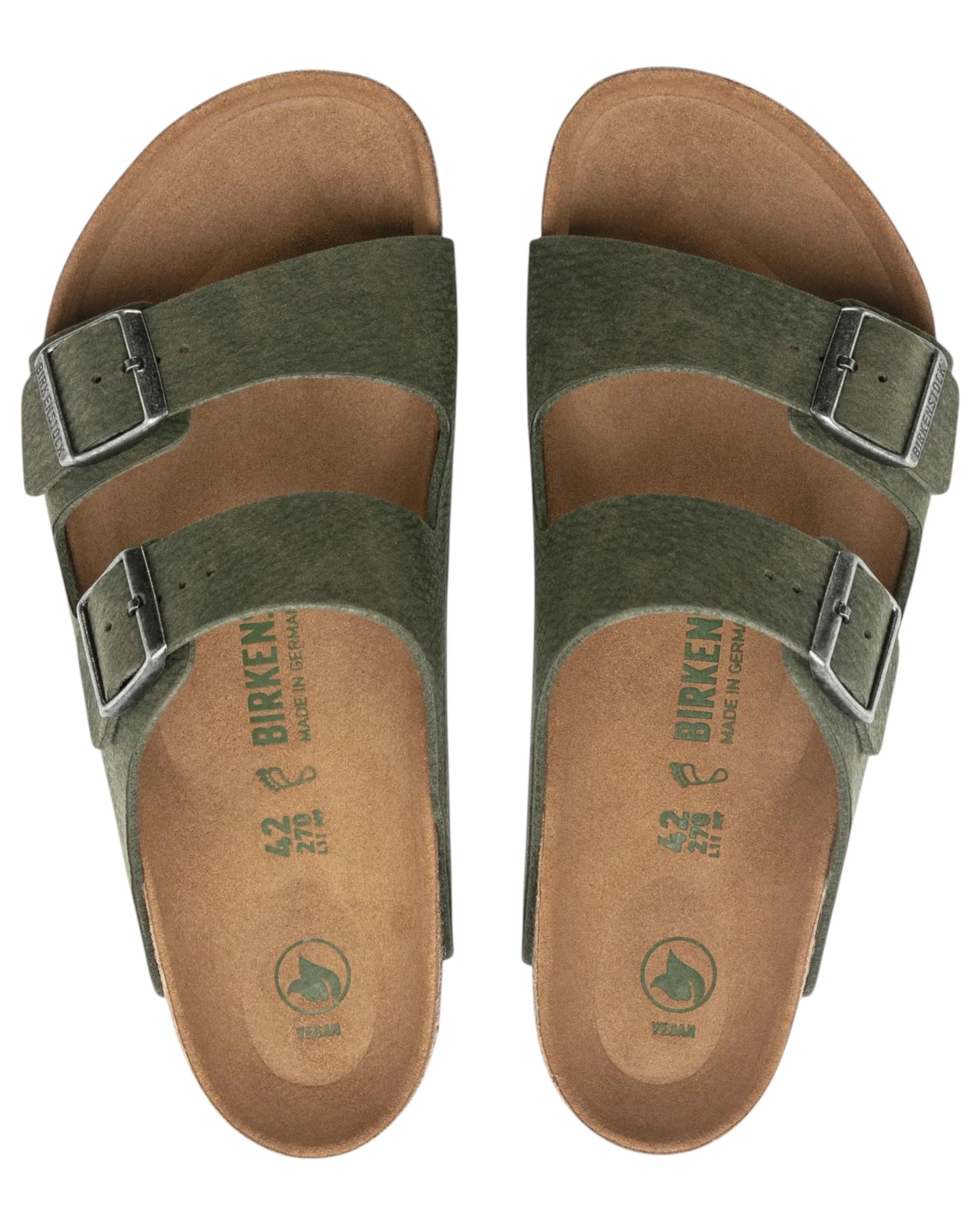 3 Birkenstock Mens Arizona Vegan Regular Slip On Sandals DESERT DUST THYME, 3 of 4