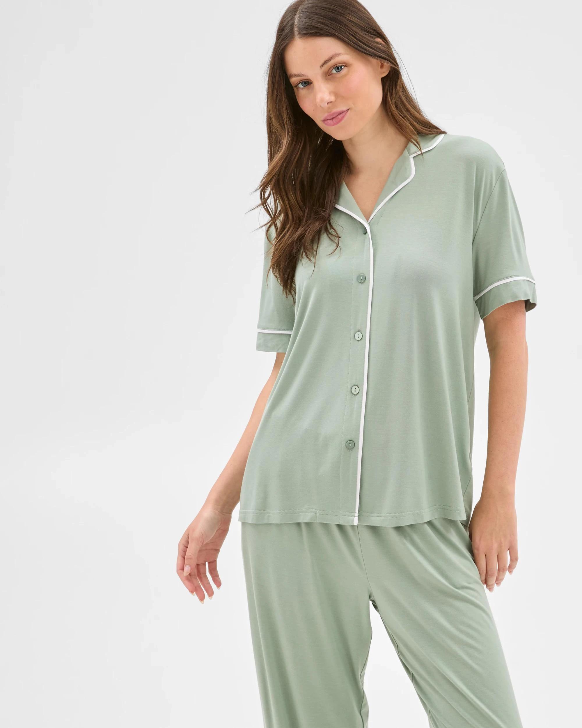 6 Target Woman Bamboo Short Sleeve Top and Pants Pyjama Set GREEN, 6 of 7