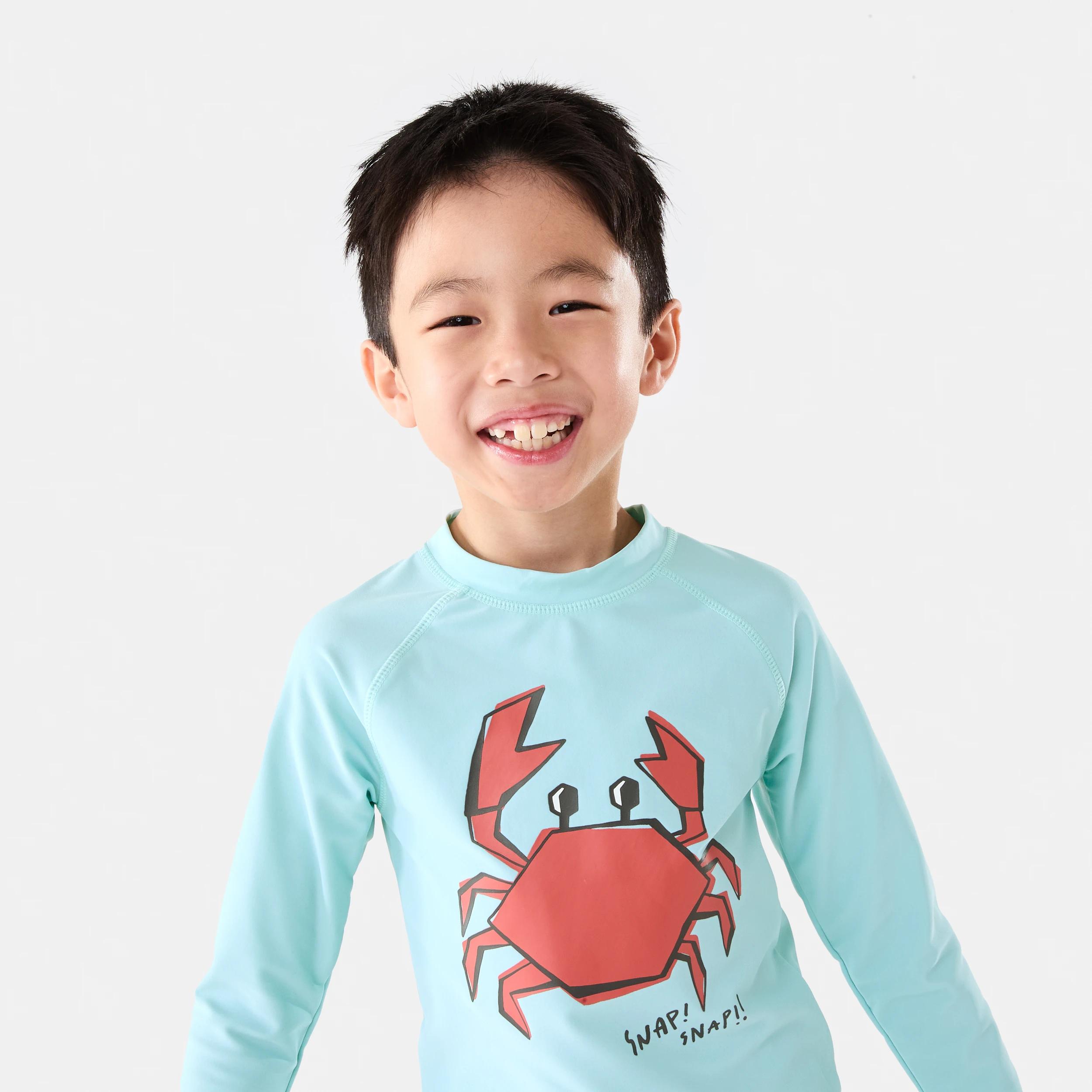 2 Printed Long Sleeve Rash Vest Grn Crab, 2 of 6