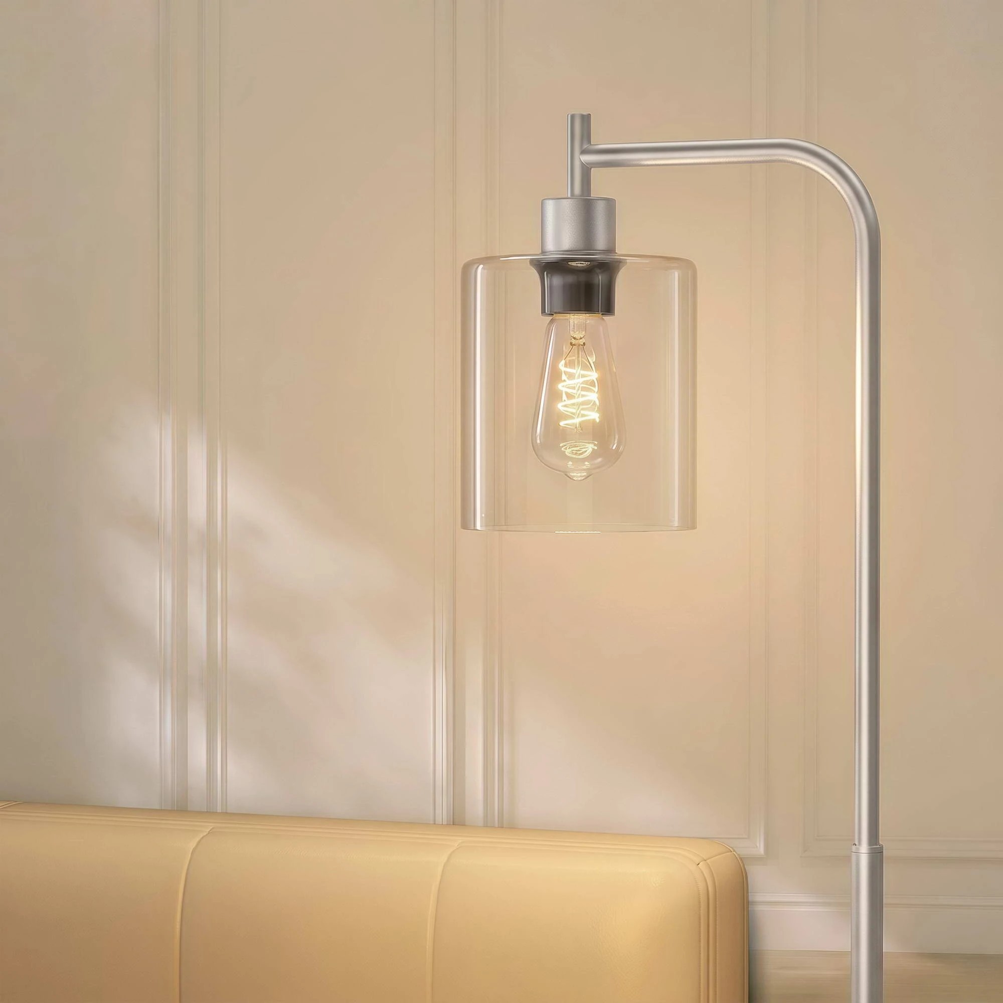 5 Artiss Modern Floor Lamp Tall Standing Light with Glass Shade for Living Room E27 - Silver, 5 of 9