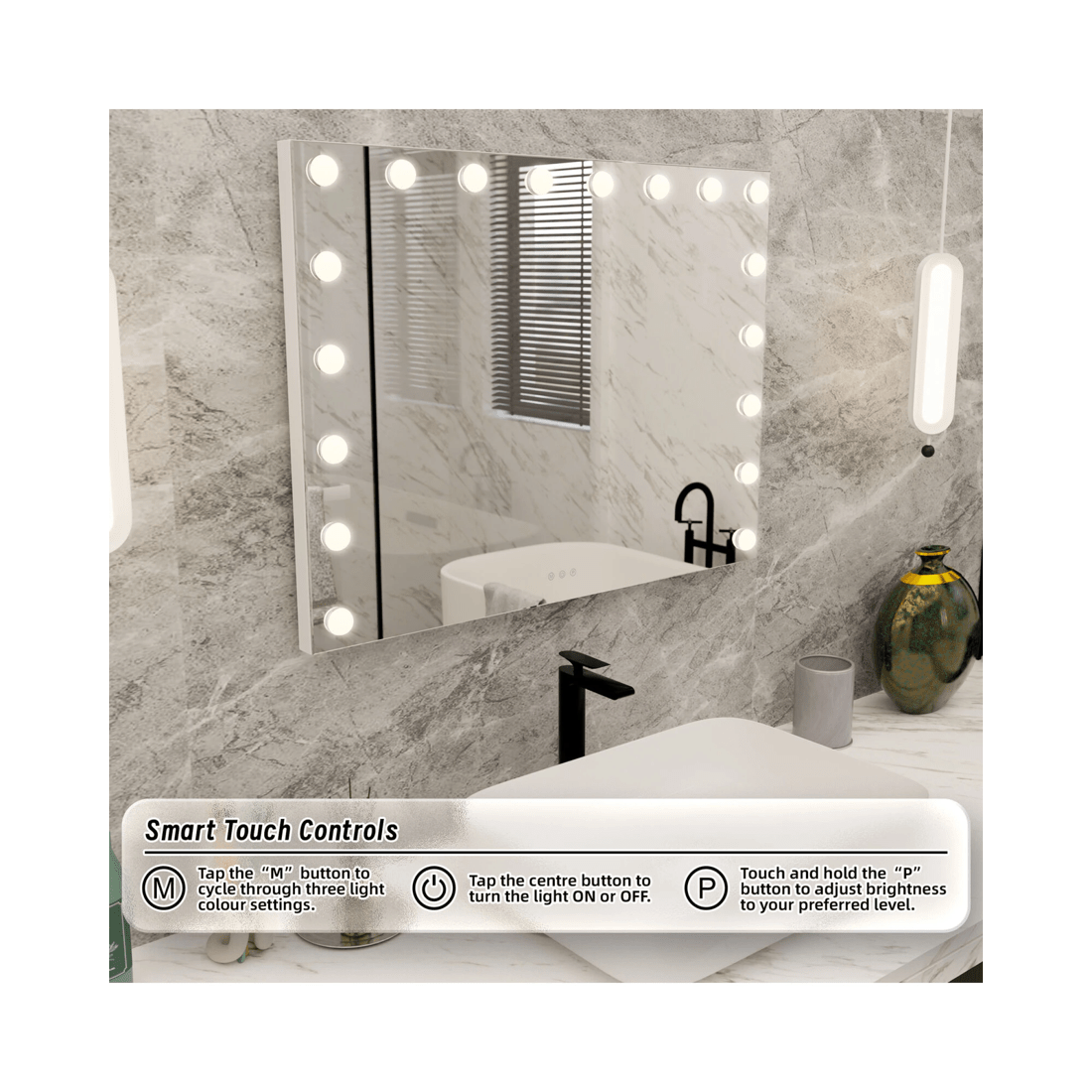 2 Lenoxx Beauty Mirror with 18 LED Bulbs, Colour Settings, White Frame,  and USB A and C Ports, 2 of 4