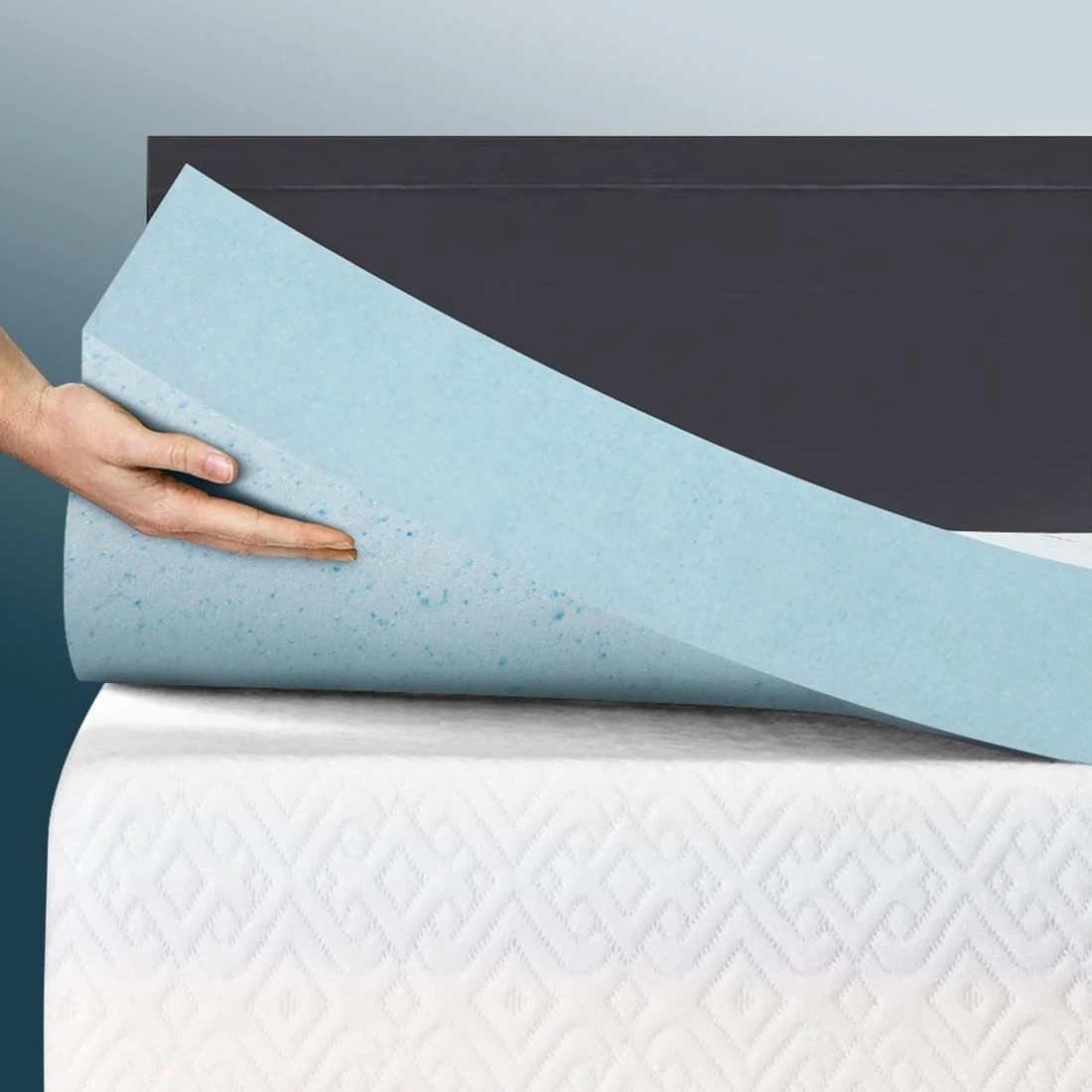 3 Giselle Bedding Memory Foam Mattress Topper Cool Gel 5cm King Single - Blue, 3 of 7