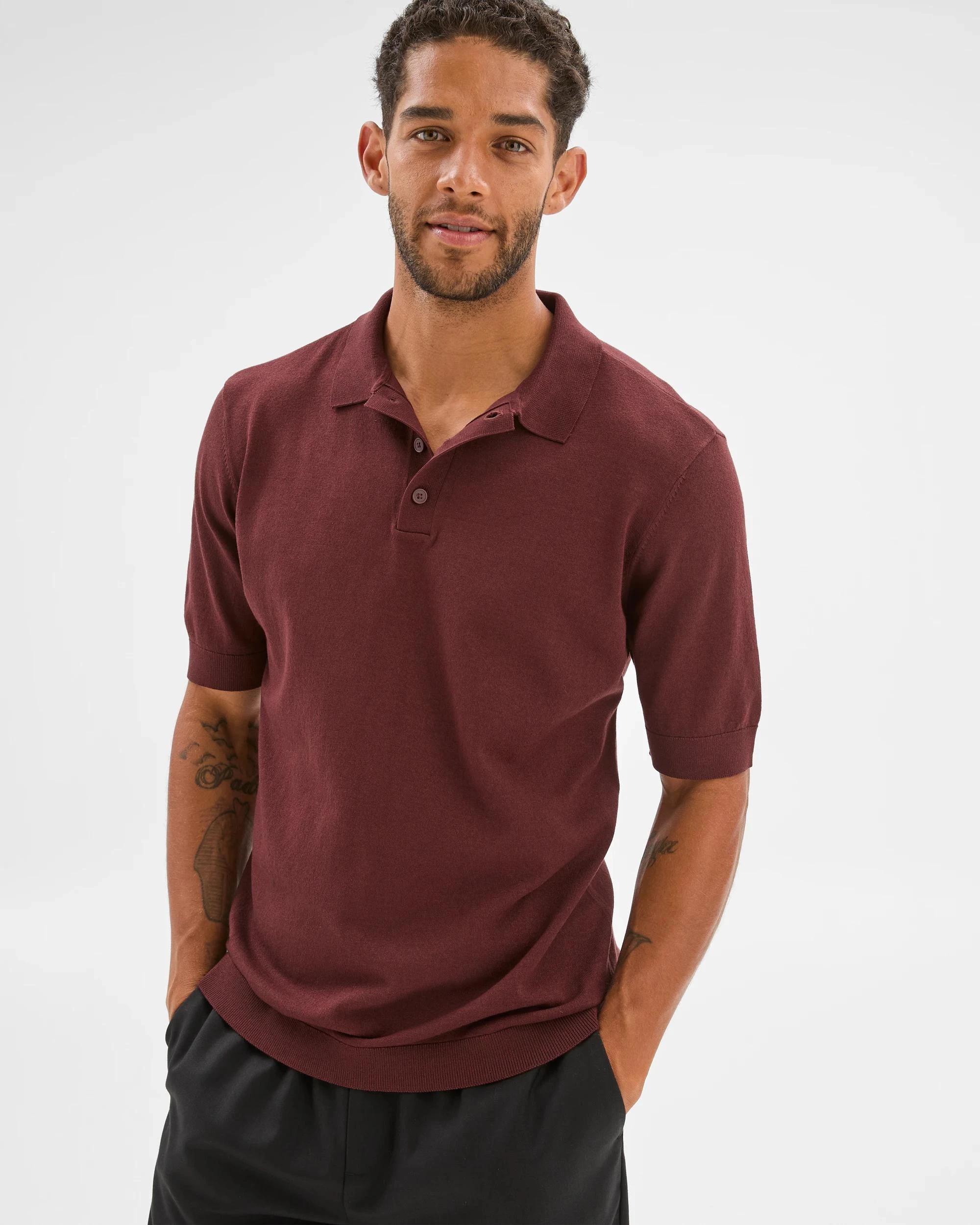 3 Preview Knit Polo Top BITTER CHOC, 3 of 9