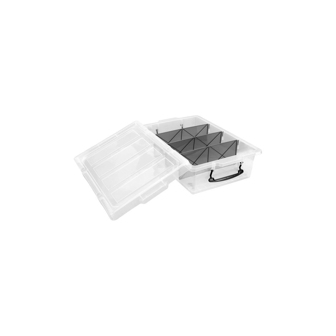 4 Boxsweden 4 Section Storage Container 57x38cm 25l Clip Lock Lid Stackable
 - Clear, 4 of 5