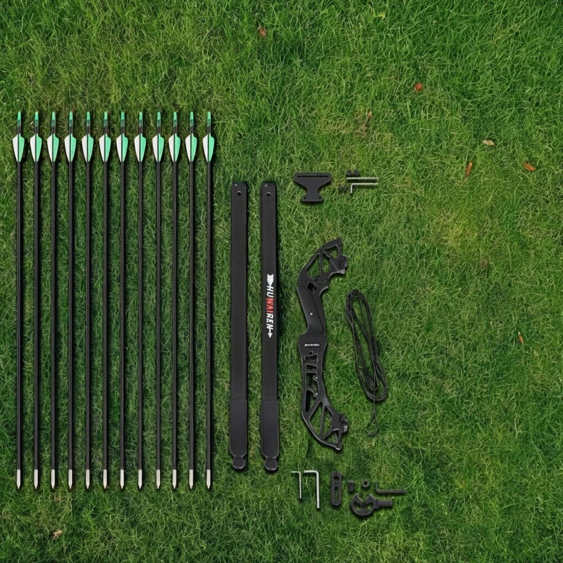 4 Everfit 55lbs Bow Arrow Set Recurve Takedown Archery Hunting for Beginner Green - Green, 4 of 6