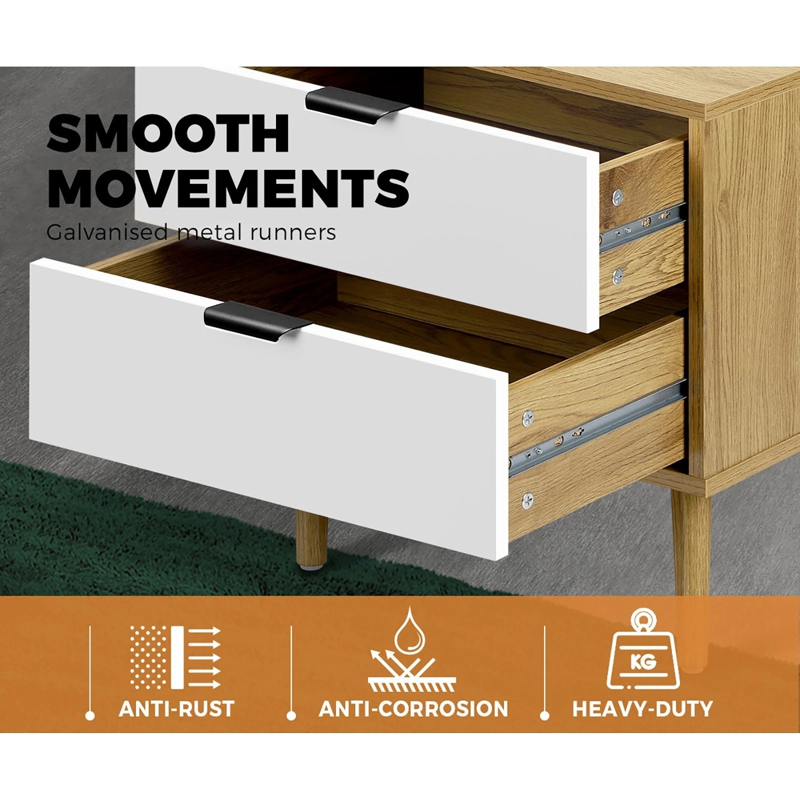 8 Oikiture Bedside Tables 2 Drawers Side Table Nightstand
 - Multi, 8 of 10