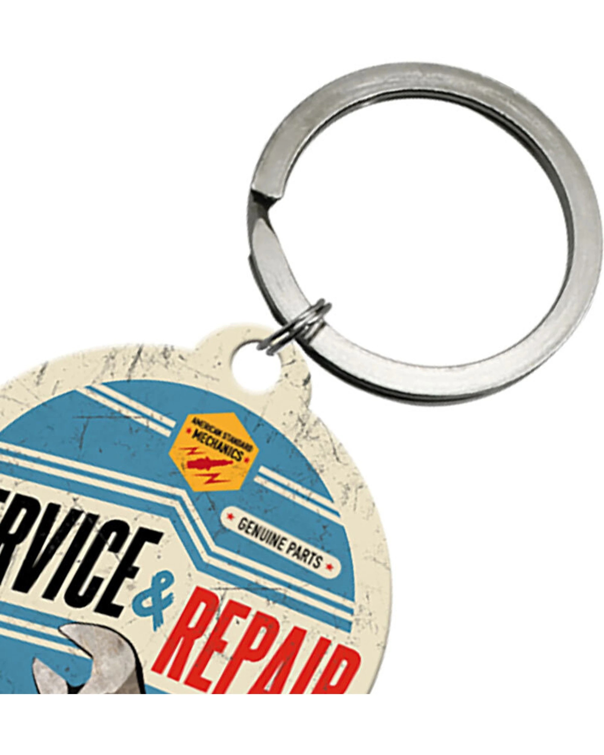 Nostalgic-Art Metal Round Keyring Service Repair Stainless Steel ...