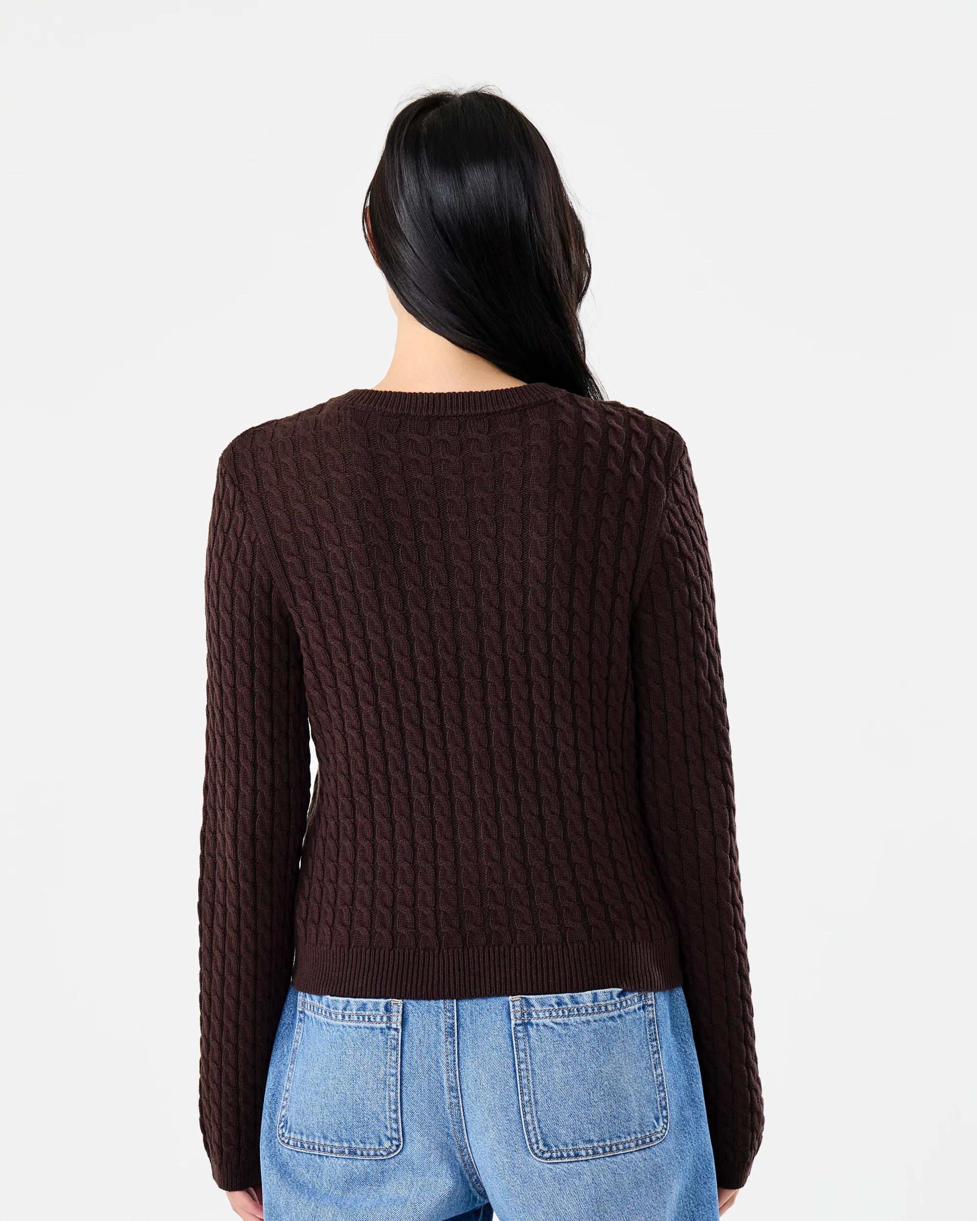 3 Long Sleeve Lightweight Cable Cardigan Fudge, 3 of 7