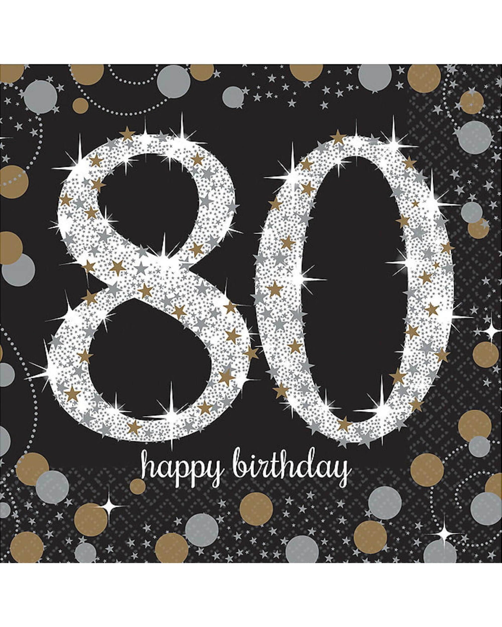 1 Amscan Inc. Sparkling Celebration 80th Birthday Large Napkins Serviettes Pack of 16 - Multi, 1 of 1