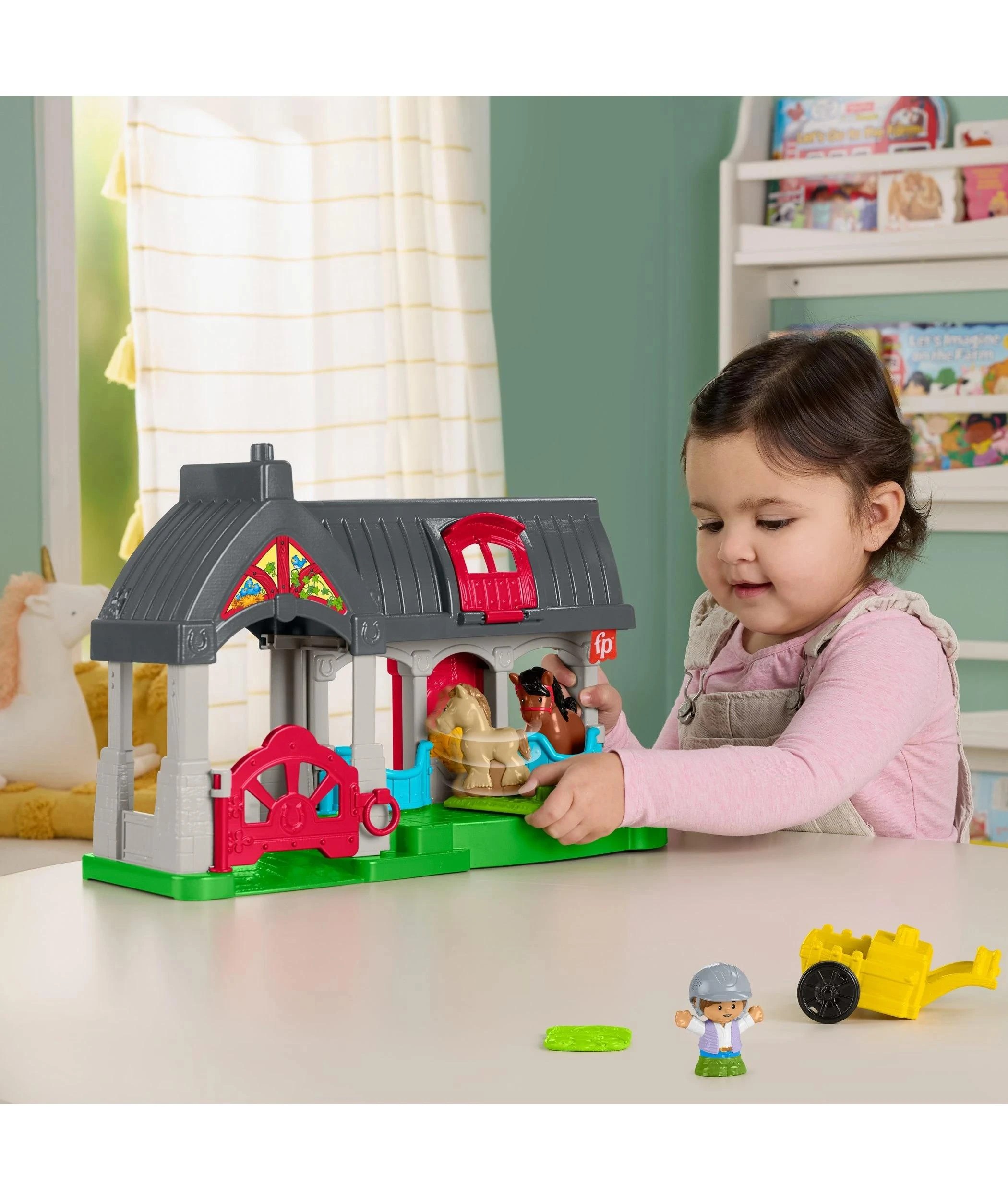 6 Mattel Fisher-Price Little People Friendly Horses Stable Toddler Playset - Multi, 6 of 6