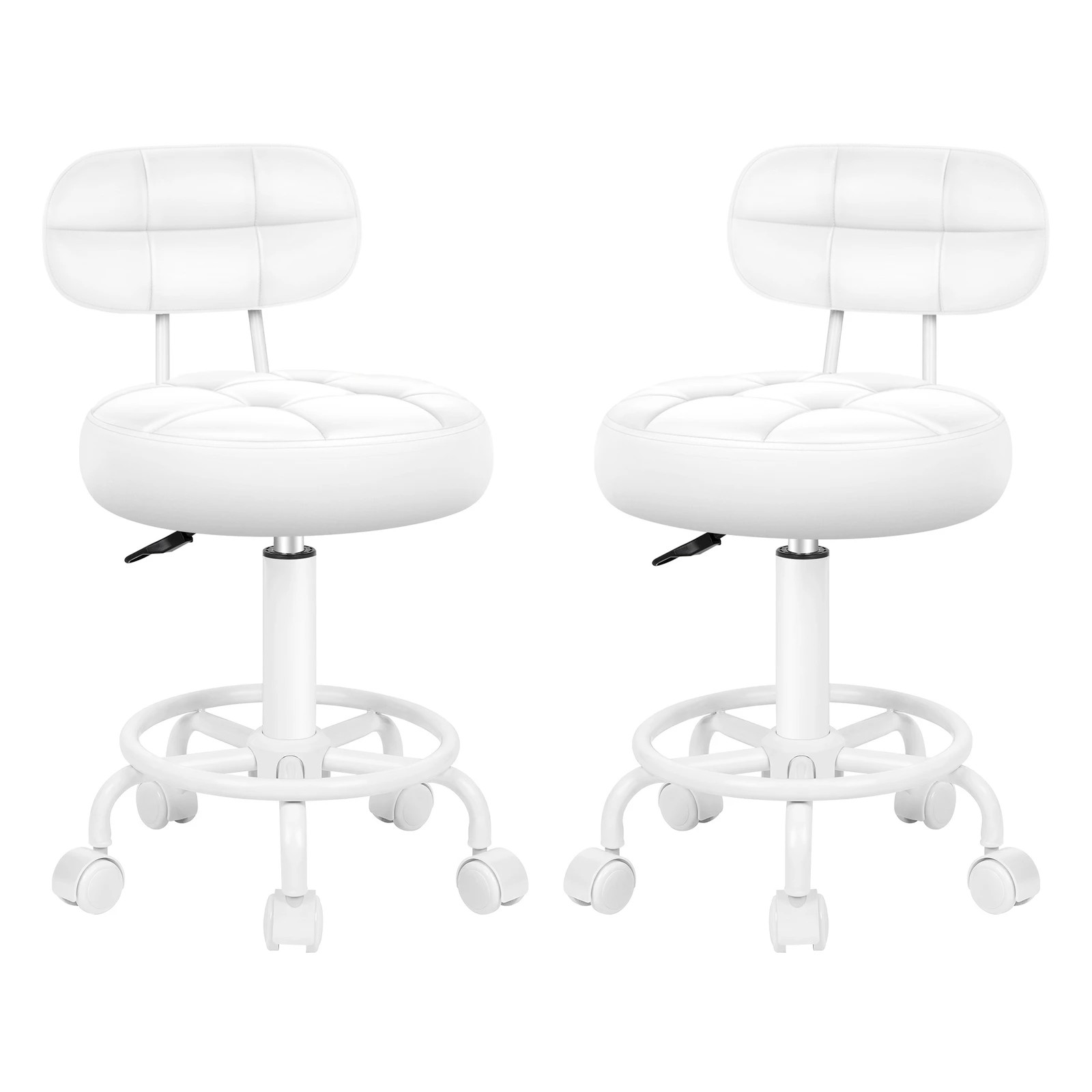 1 Alfordson 2x Salon Stool Backrest Swivel Barber Hair Dress Chair Riley - White, 1 of 7