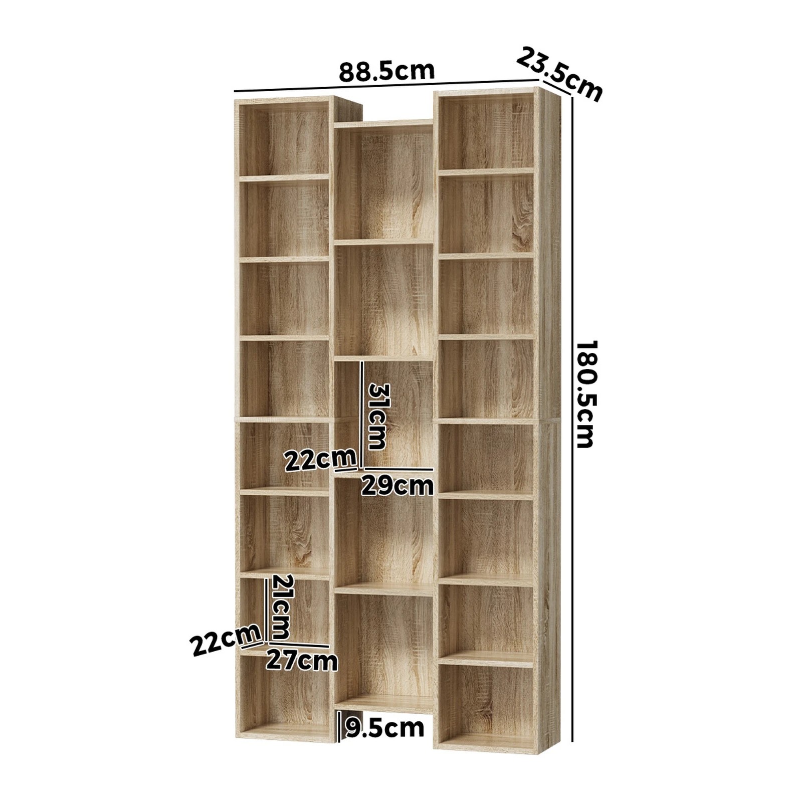 10 Oikiture Bookshelf Display Shelf CD Storage Media Rack Stand Bookcase
 - natural, 10 of 10