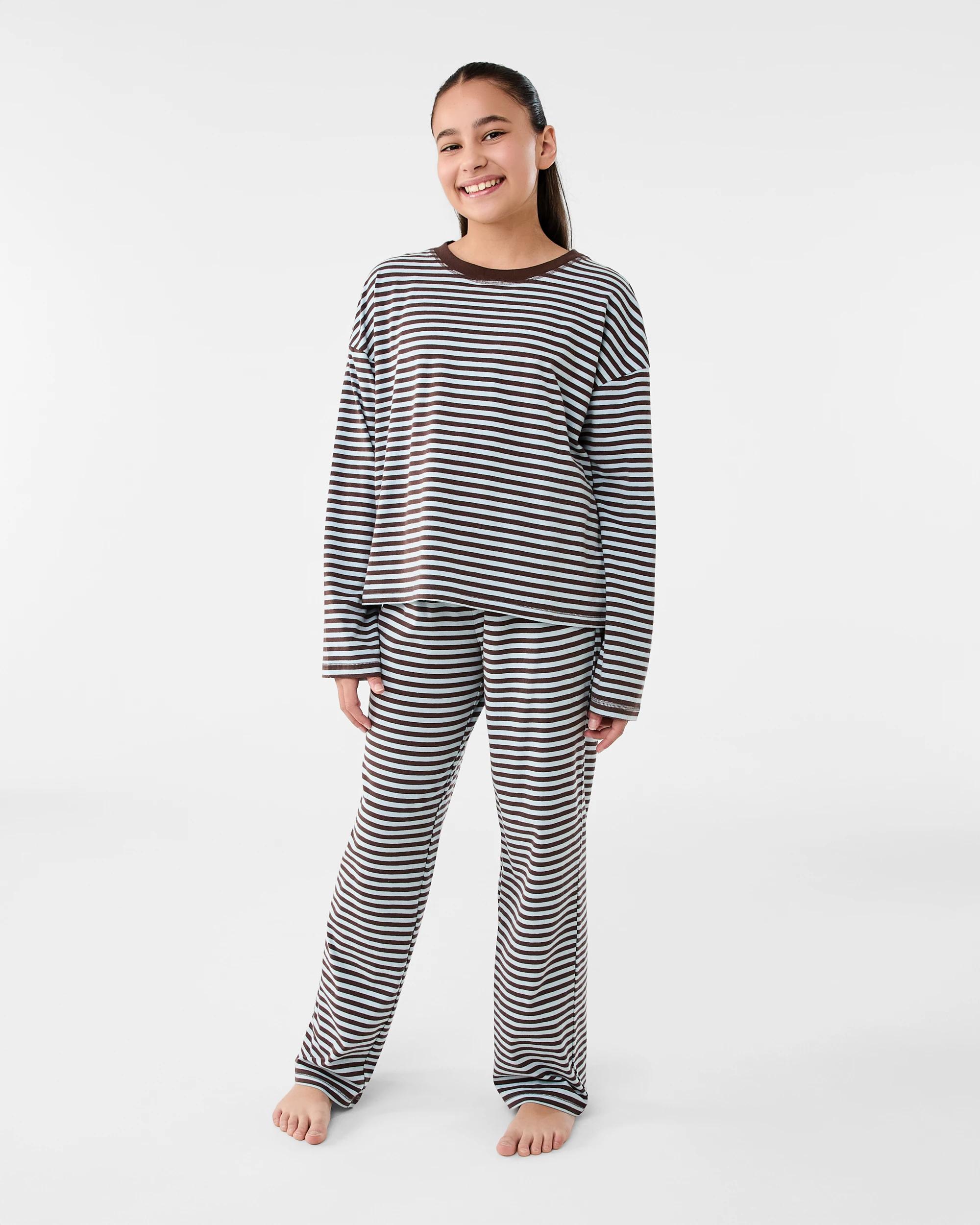 1 Wide Leg Stripe Pyjama Set Blu Stripe, 1 of 7