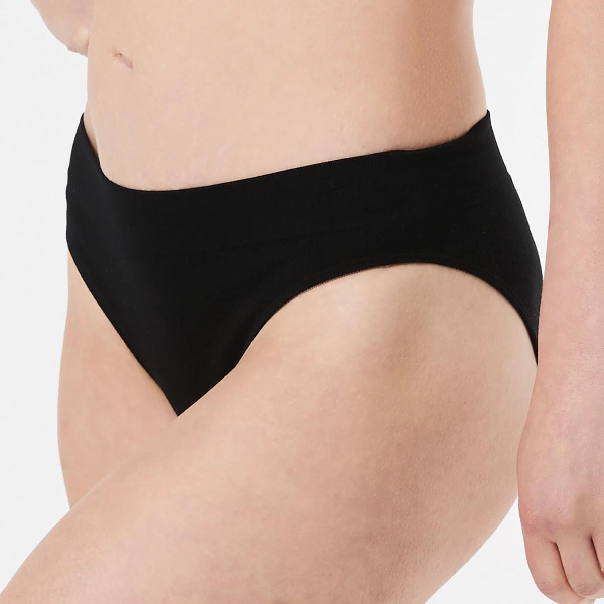 5 3 Pack Ribbed Seamfree Hi-Waist Bikini Briefs BLACK, GREY MARLE, BLACK, 5 of 7