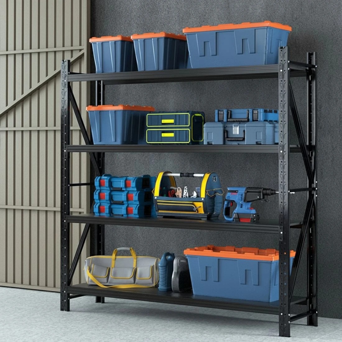 7 Giantz 2.4Mx2M Warehouse Shelving Garage - Black, 7 of 7