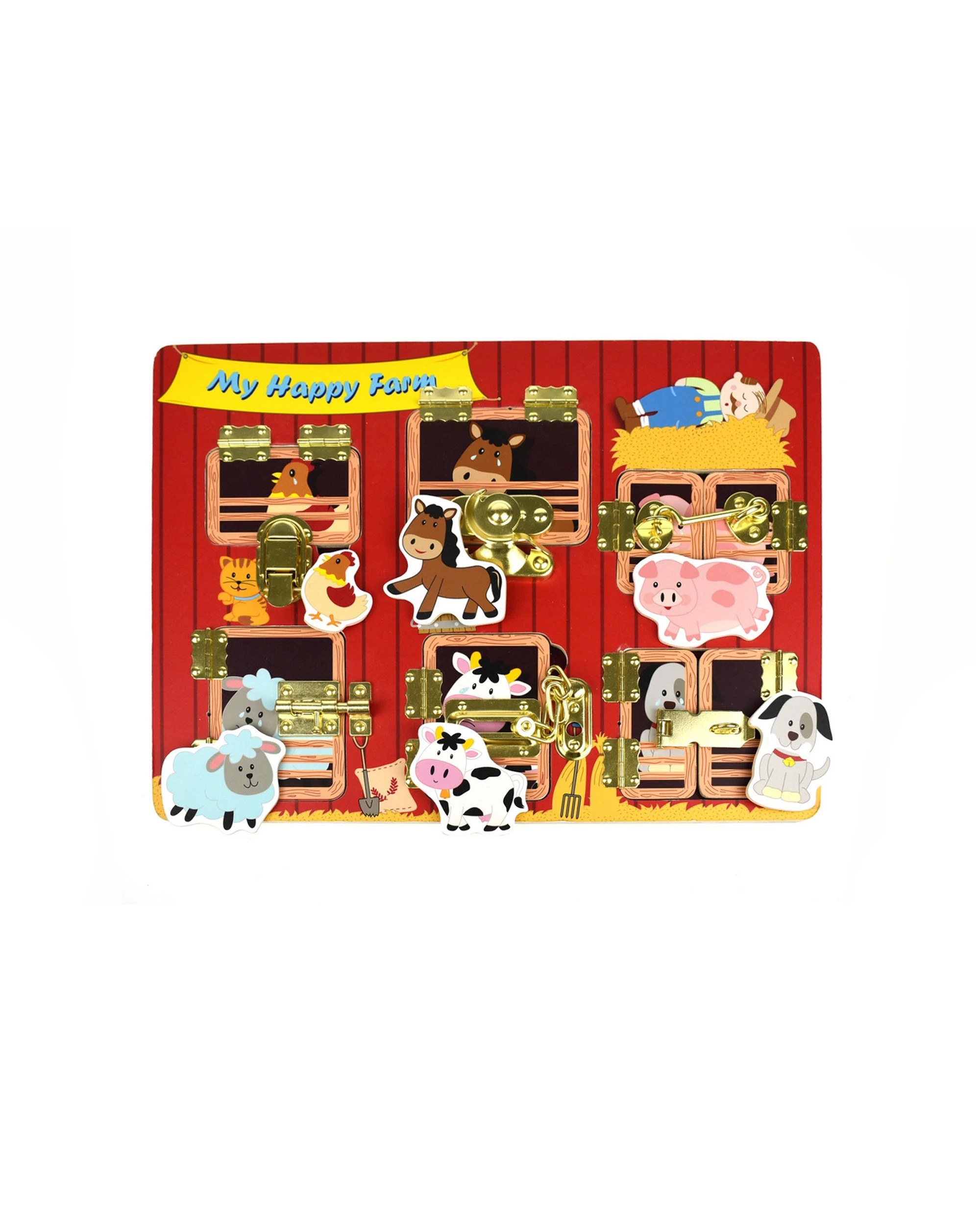 5 Kaper Kidz My Happy Farm Latches Puzzle Childrens Toy Educational Play Board - Multi, 5 of 7