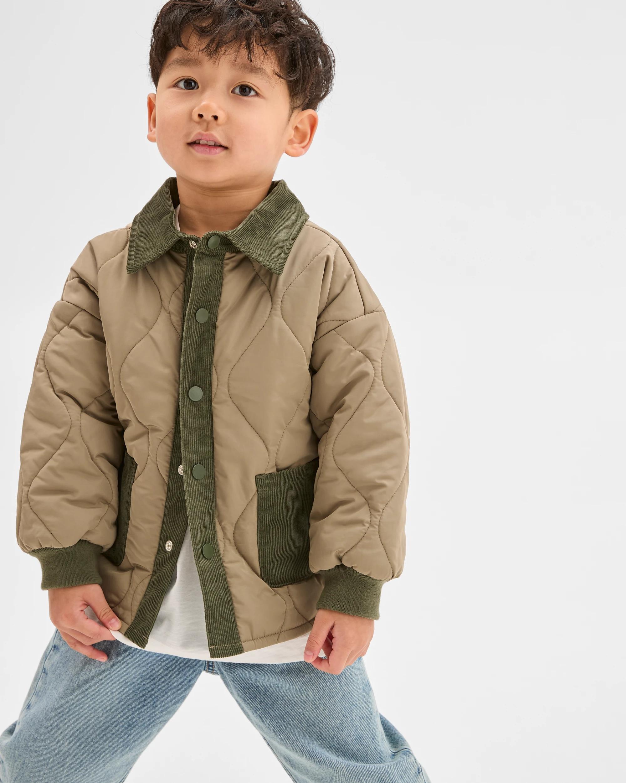 1 Target Kids Quilted Puffer Collar Jacket GREEN, 1 of 7